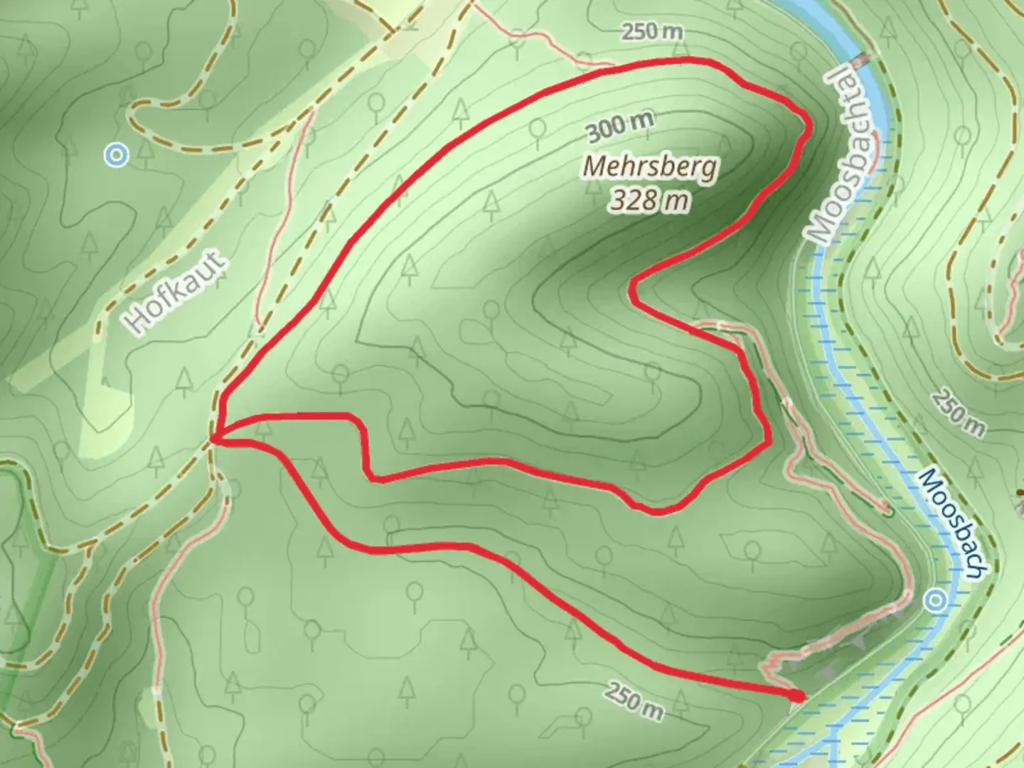 An image depicting the trail Wolfsdeller Hals and Mehrsberg Loop via Wolfs Tour and its surrounding area.