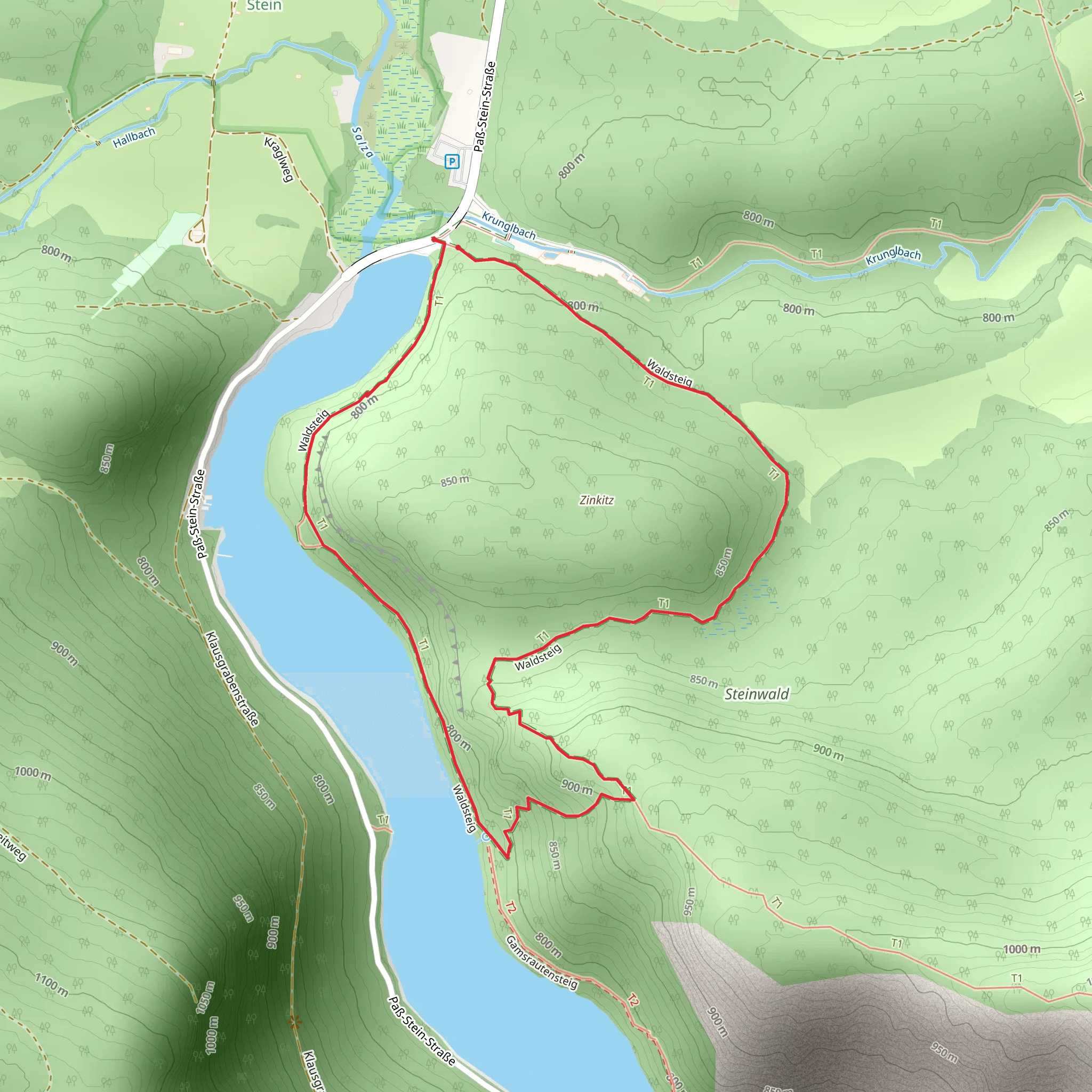 Salza Reservoir Forest Trail mobile static map