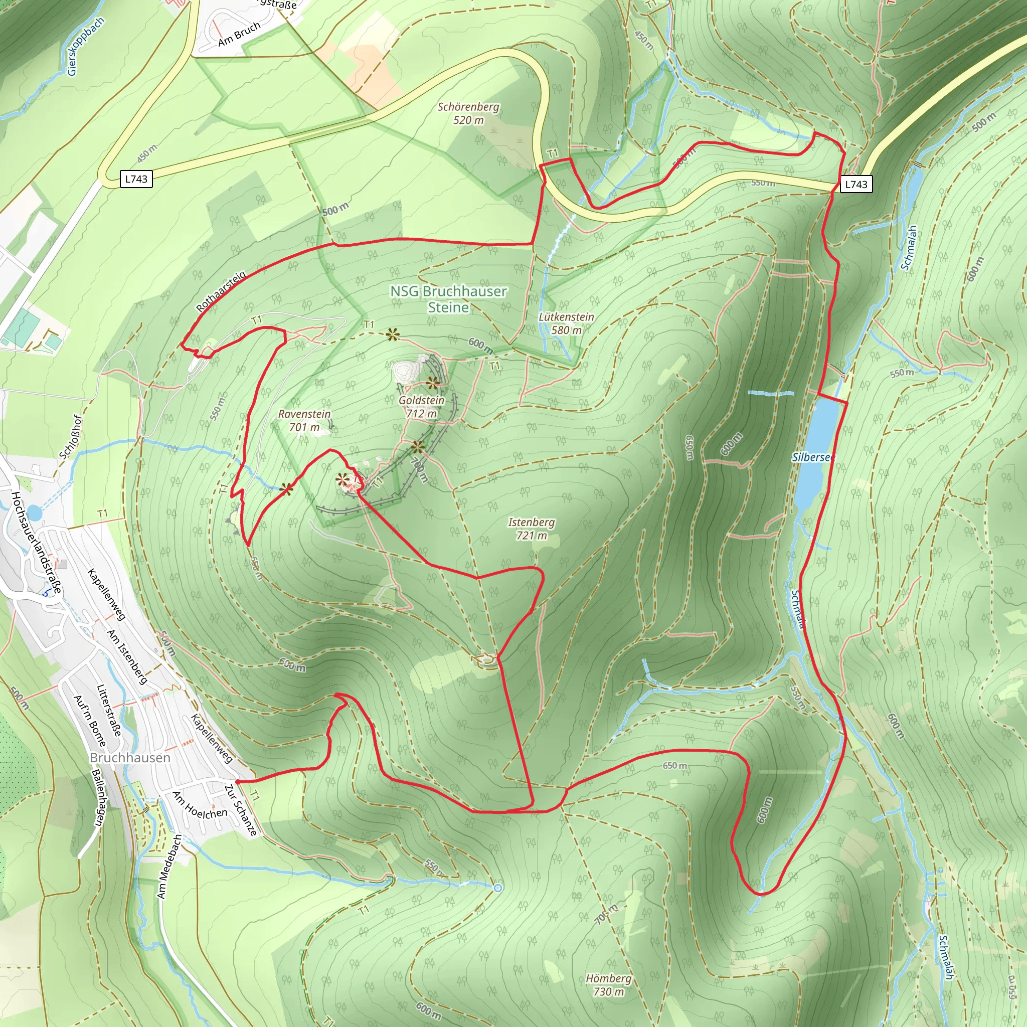 Istenberg, Bruchhauser Steine and Silbersee Loop mobile static map