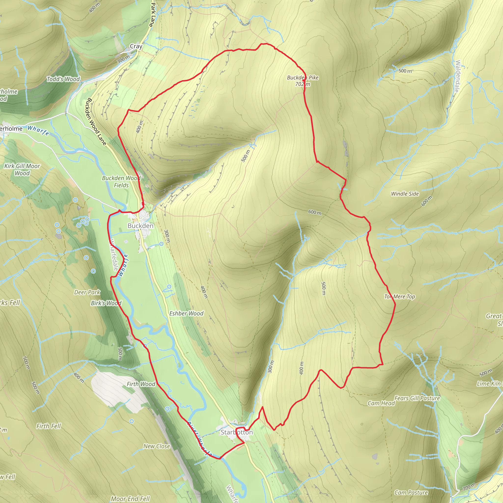 Buckden Pike and Wharfe from Buckden mobile static map