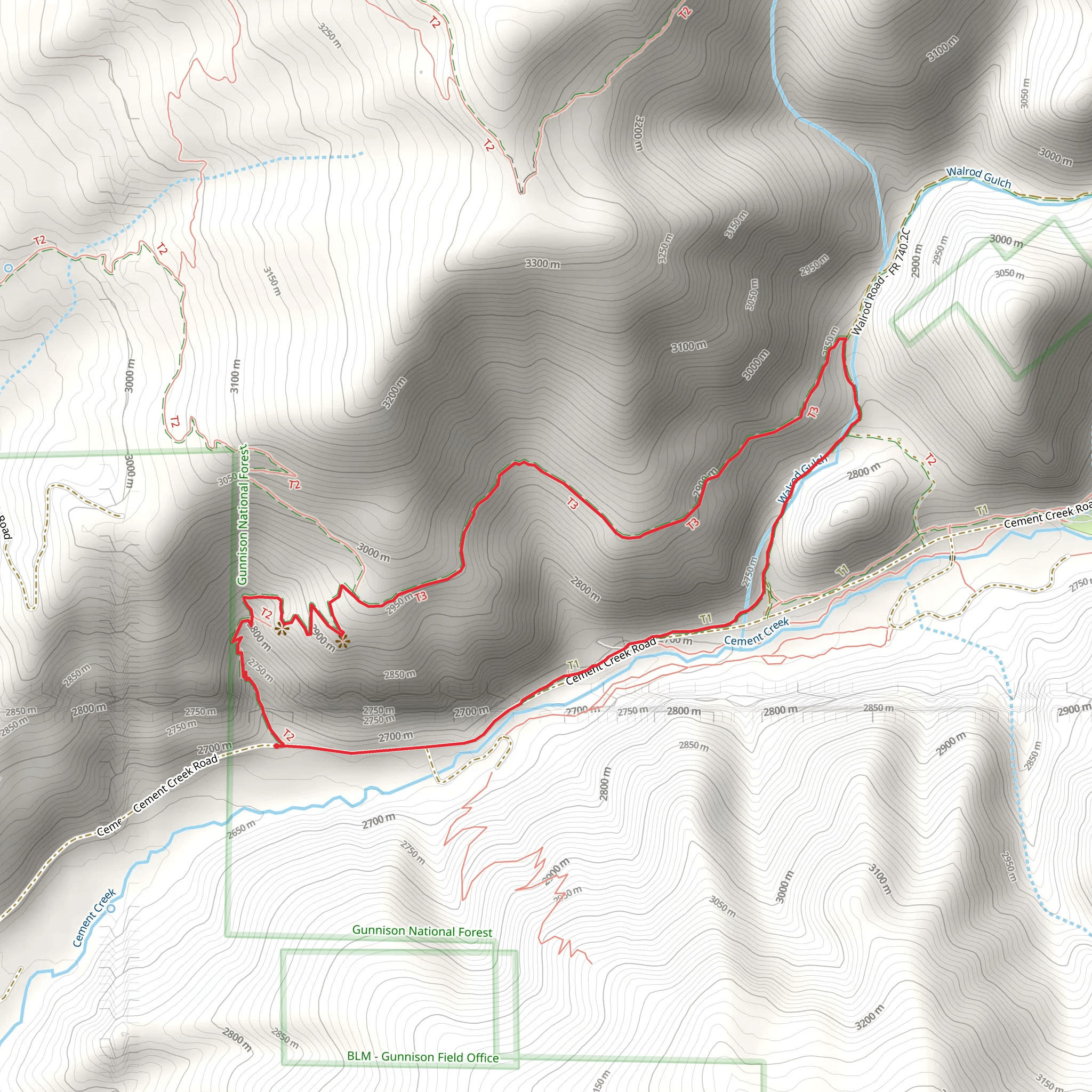 Caves - Walrod Gulch Cutoff Trail mobile static map