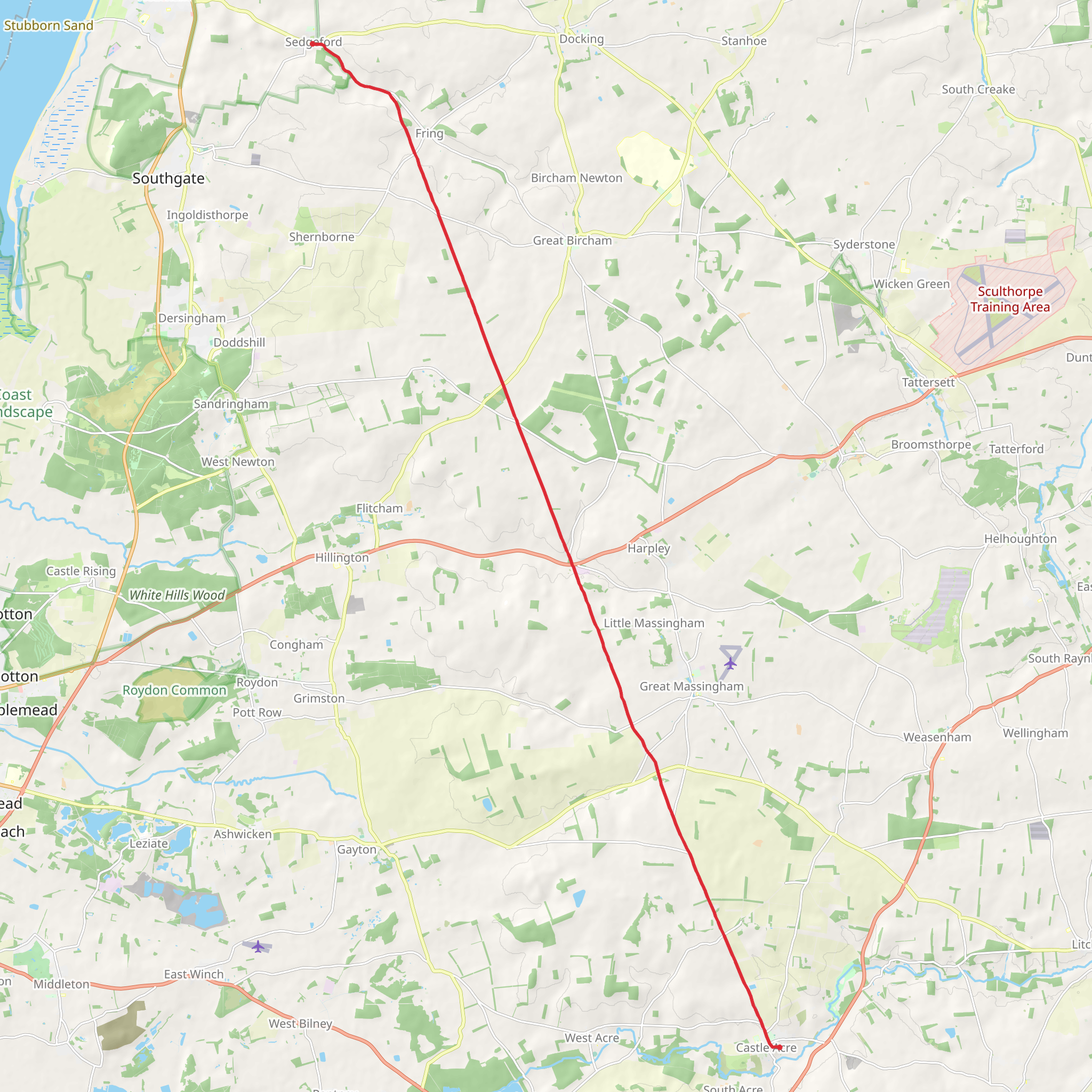 Castle Acre to Sedgeford Walk mobile static map