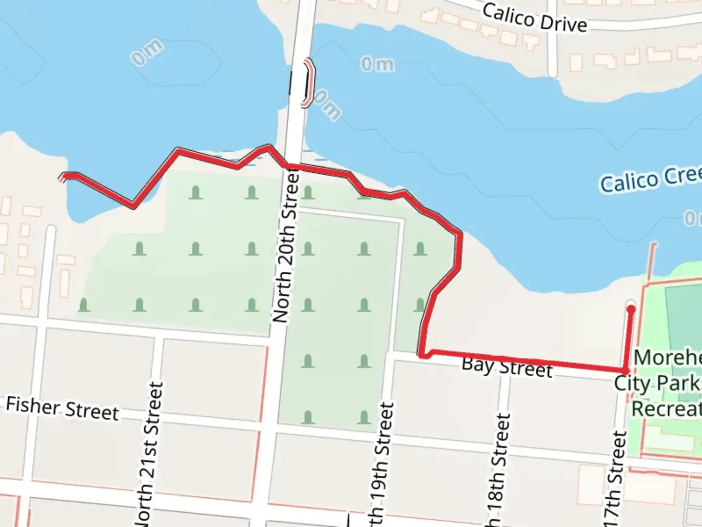 An image depicting the trail Calico Creek and its surrounding area.