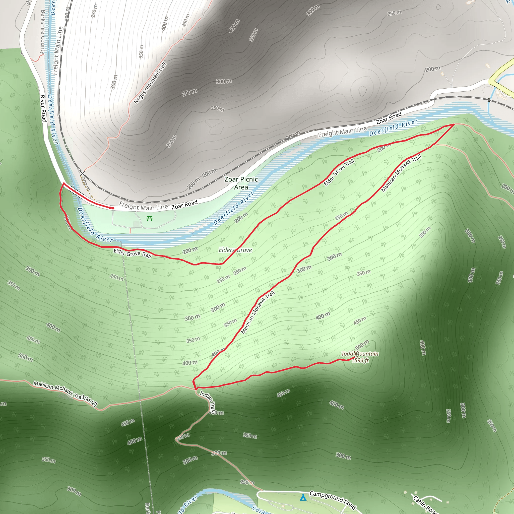 Todd Mountain via Zoar Picnic Area mobile static map