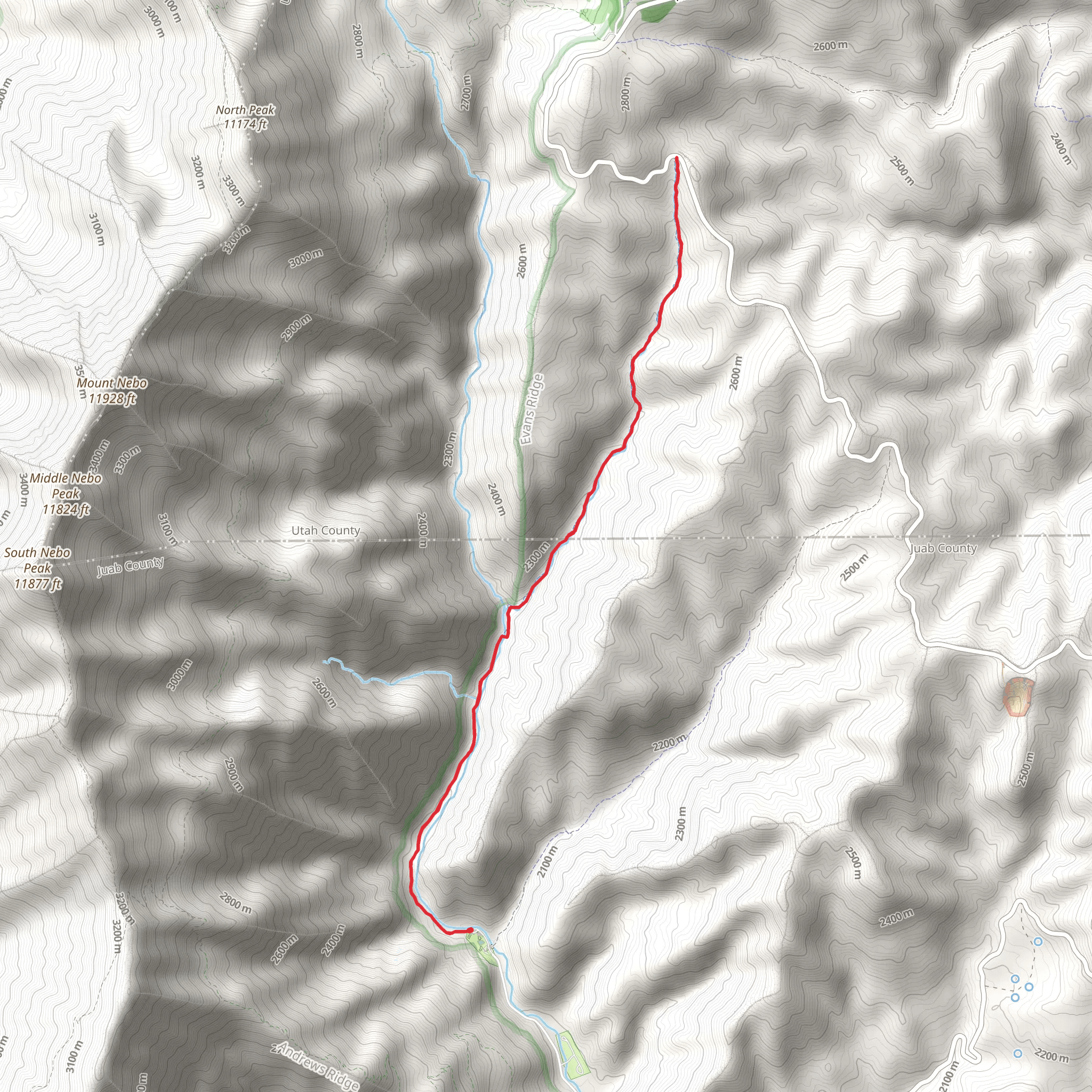 Right Fork Salt Creek Trail Out and Back mobile static map