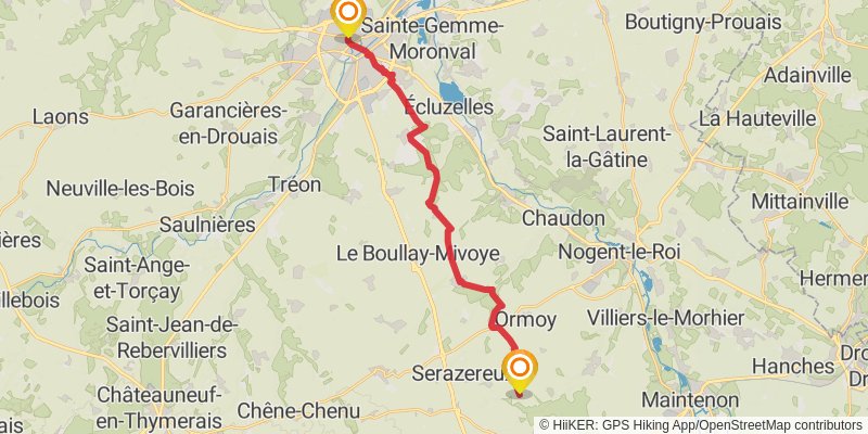 Compostelle Rouen to Chartres stage 6 Map