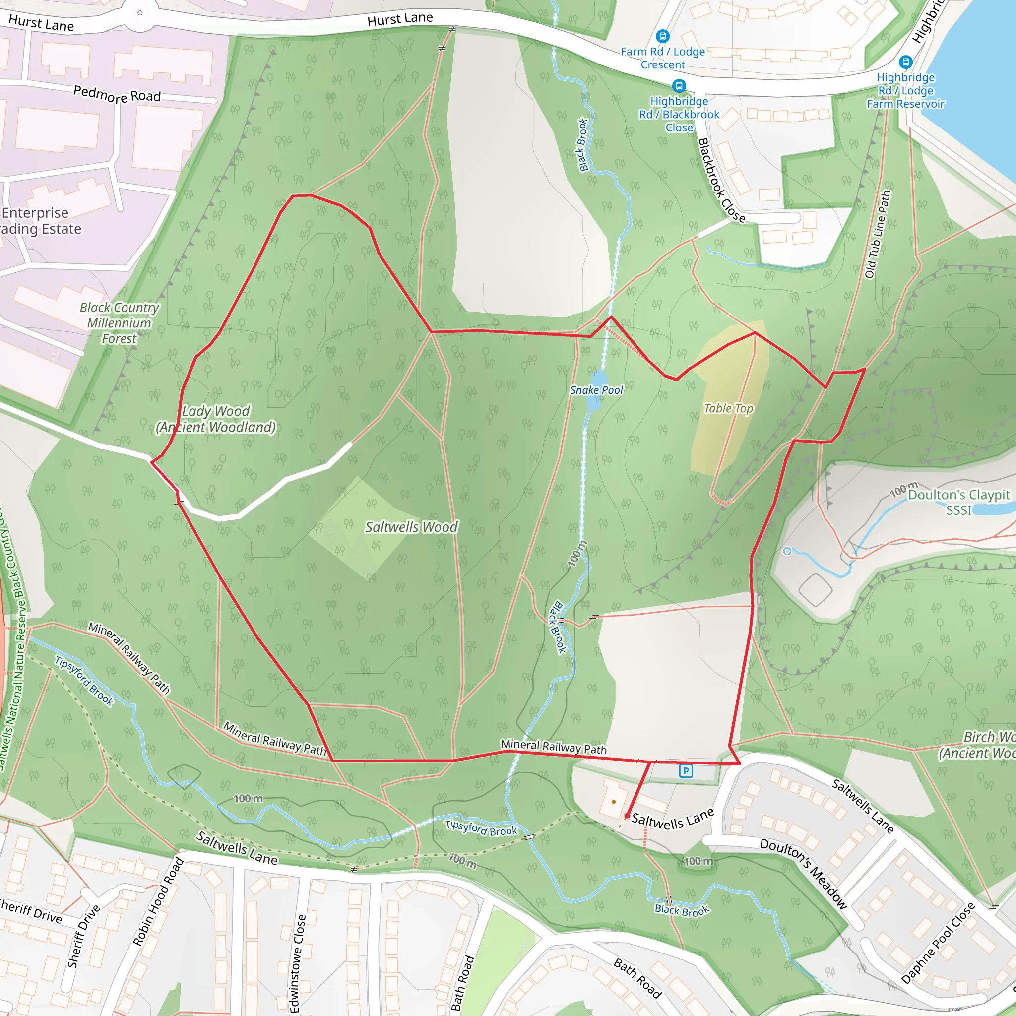 Saltwells Local Nature Reserve Loop mobile static map