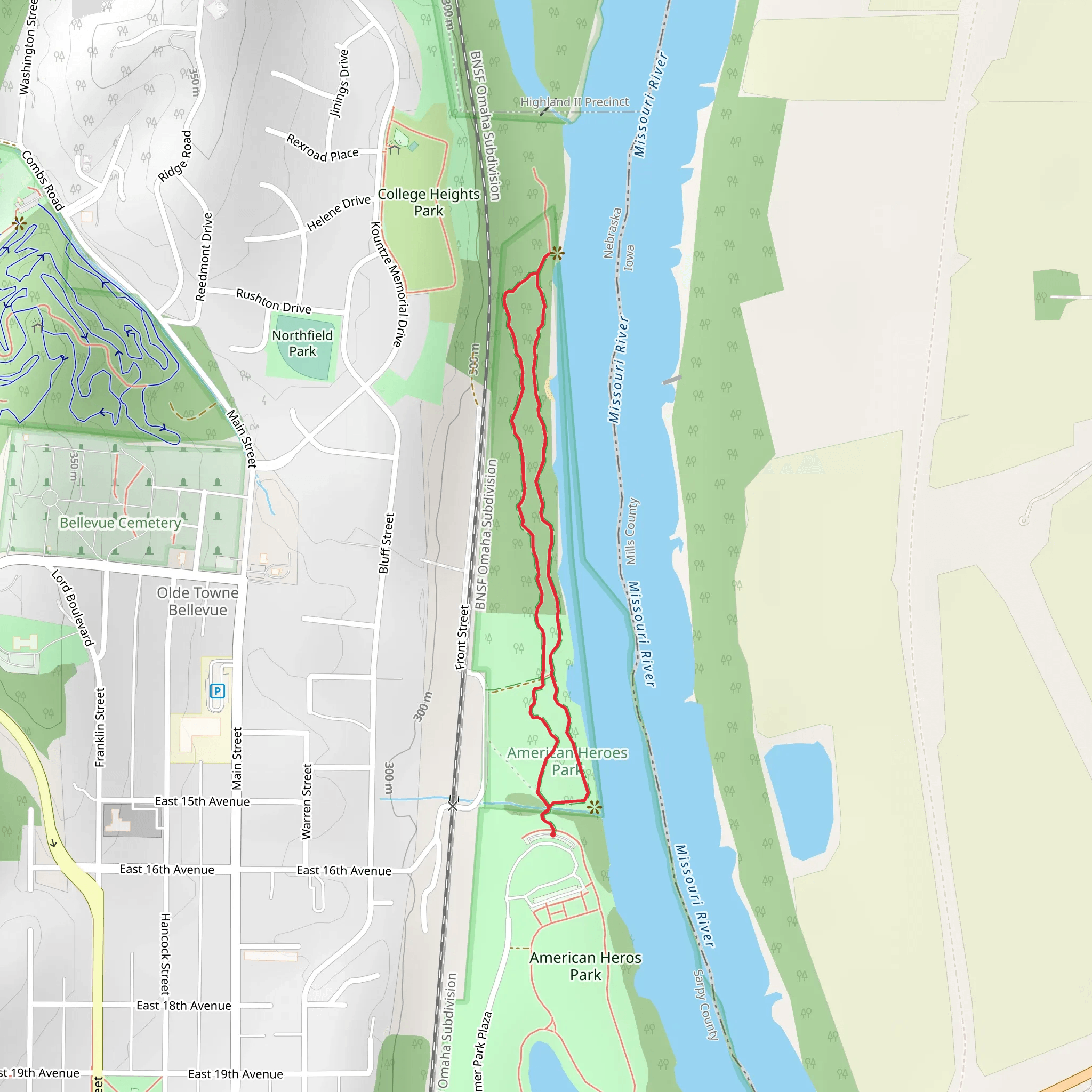 Bellevue Nature and History Loop Trail mobile static map