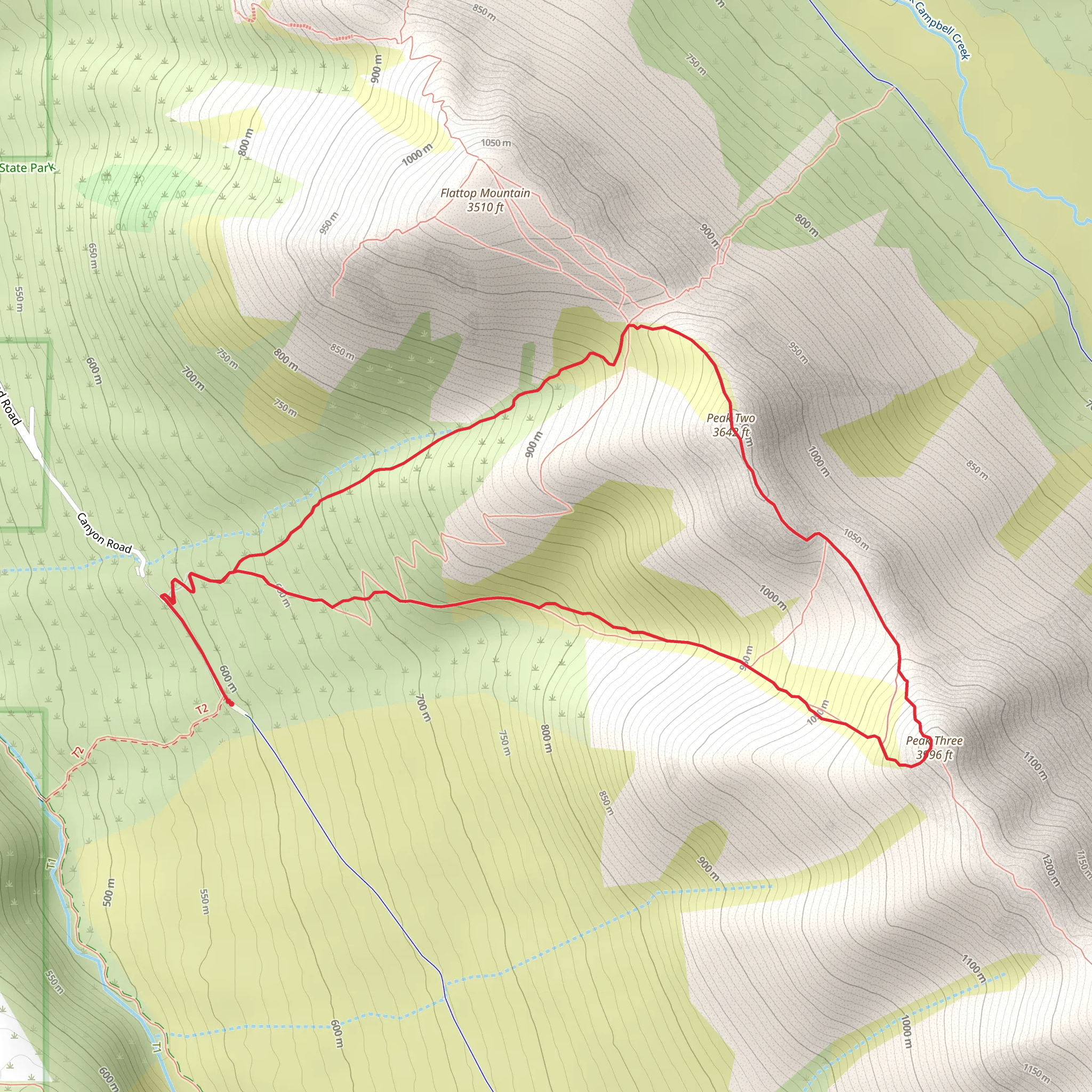 Peak Two and Peak Three Loop via Funnyside Trail mobile static map