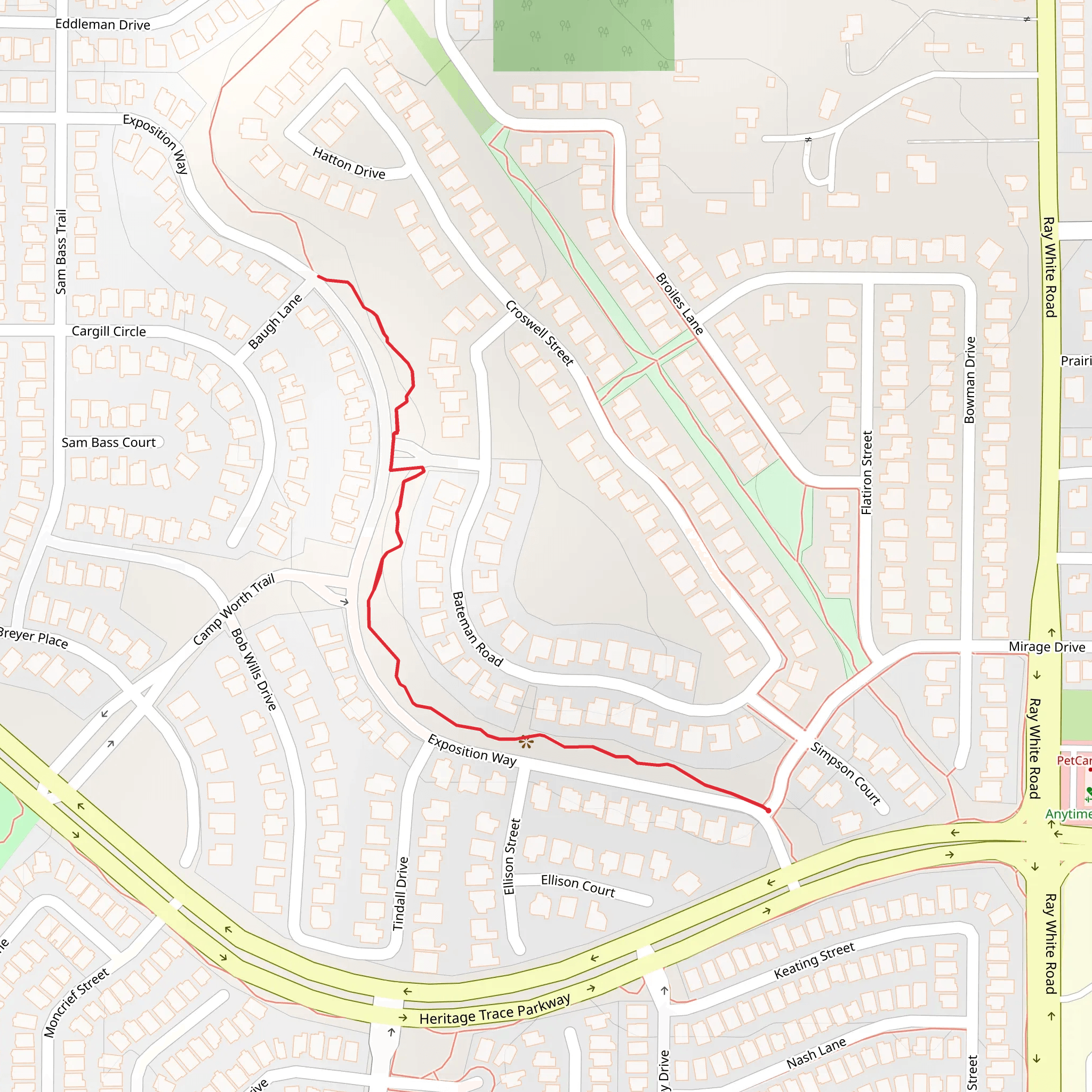 Exposition Way Walk along mobile static map