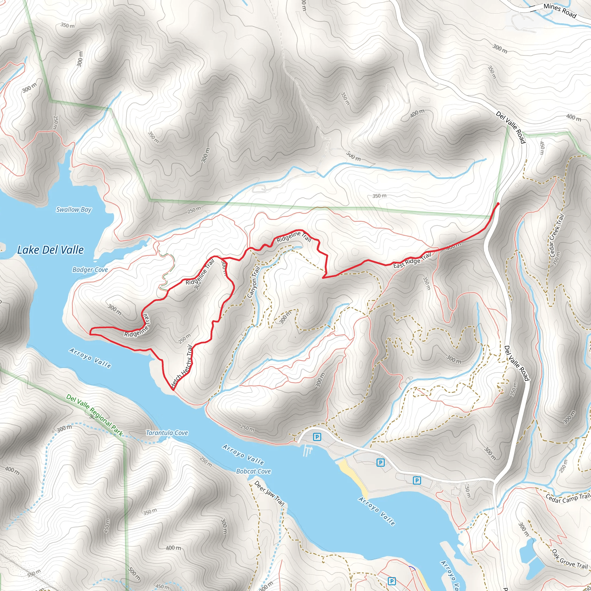 Lake Del Valle - Ridgeline - Hetch Hetchy Loop Trail mobile static map