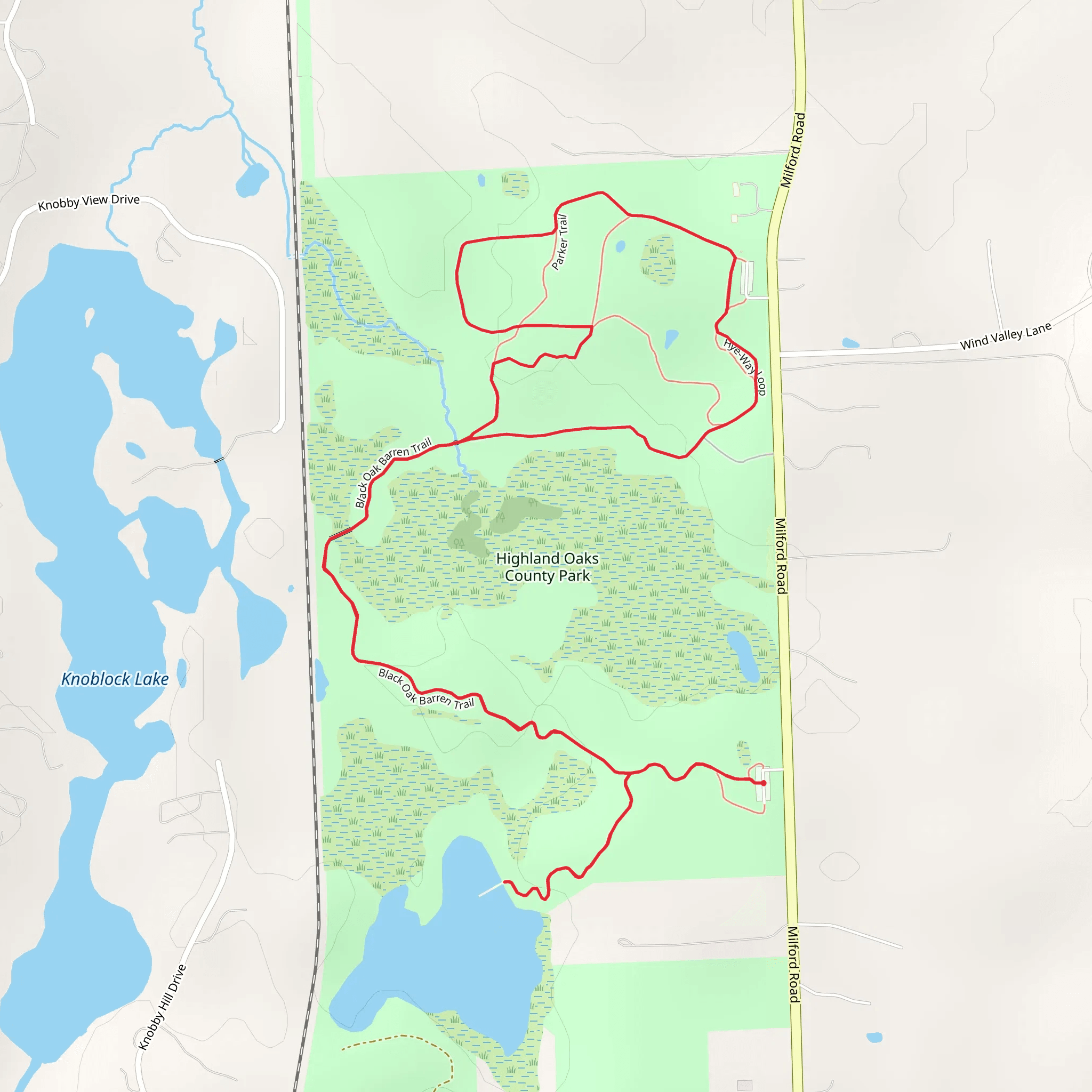 Highland Oaks County Park Loop mobile static map