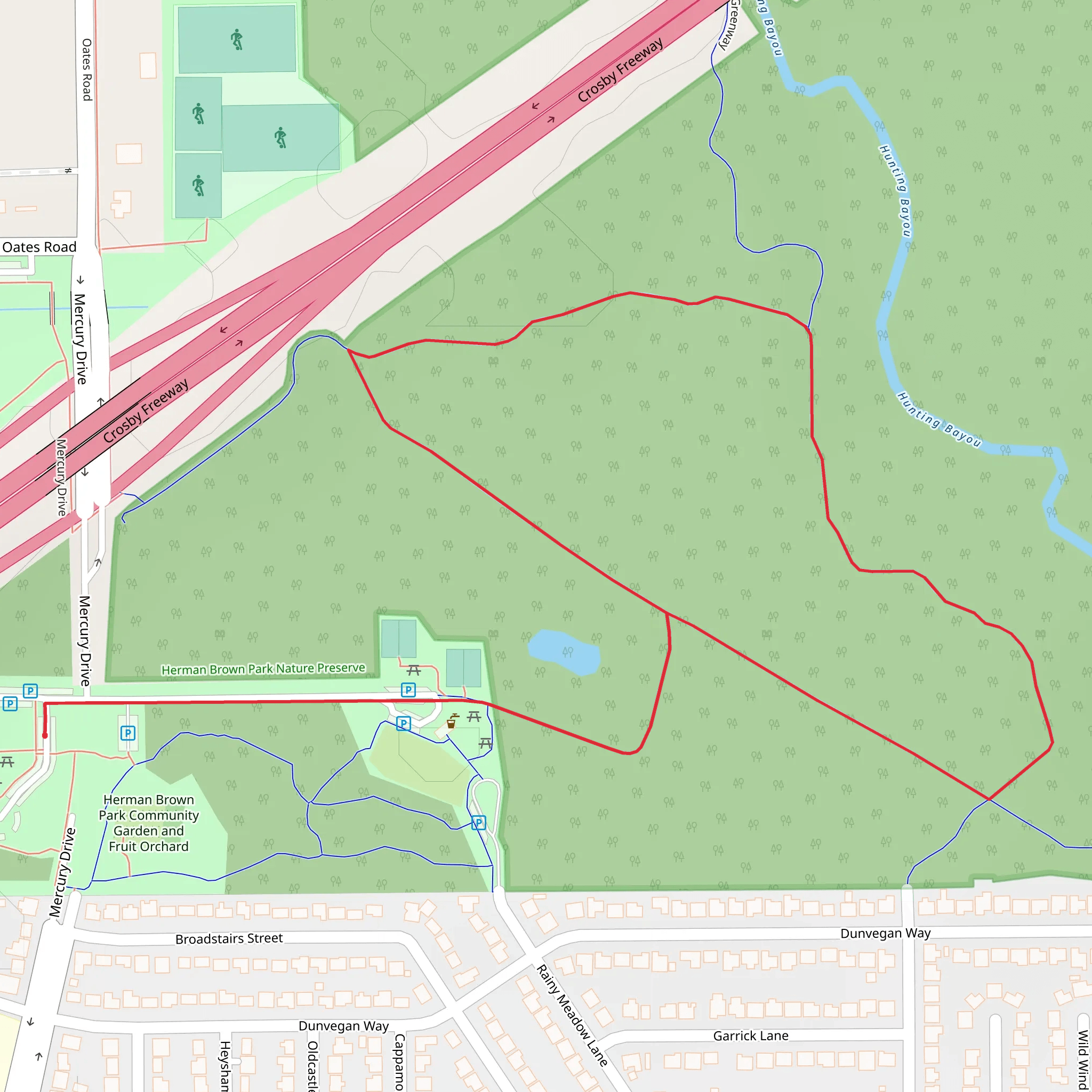 Hunting Bayou Hike Loop Trail mobile static map
