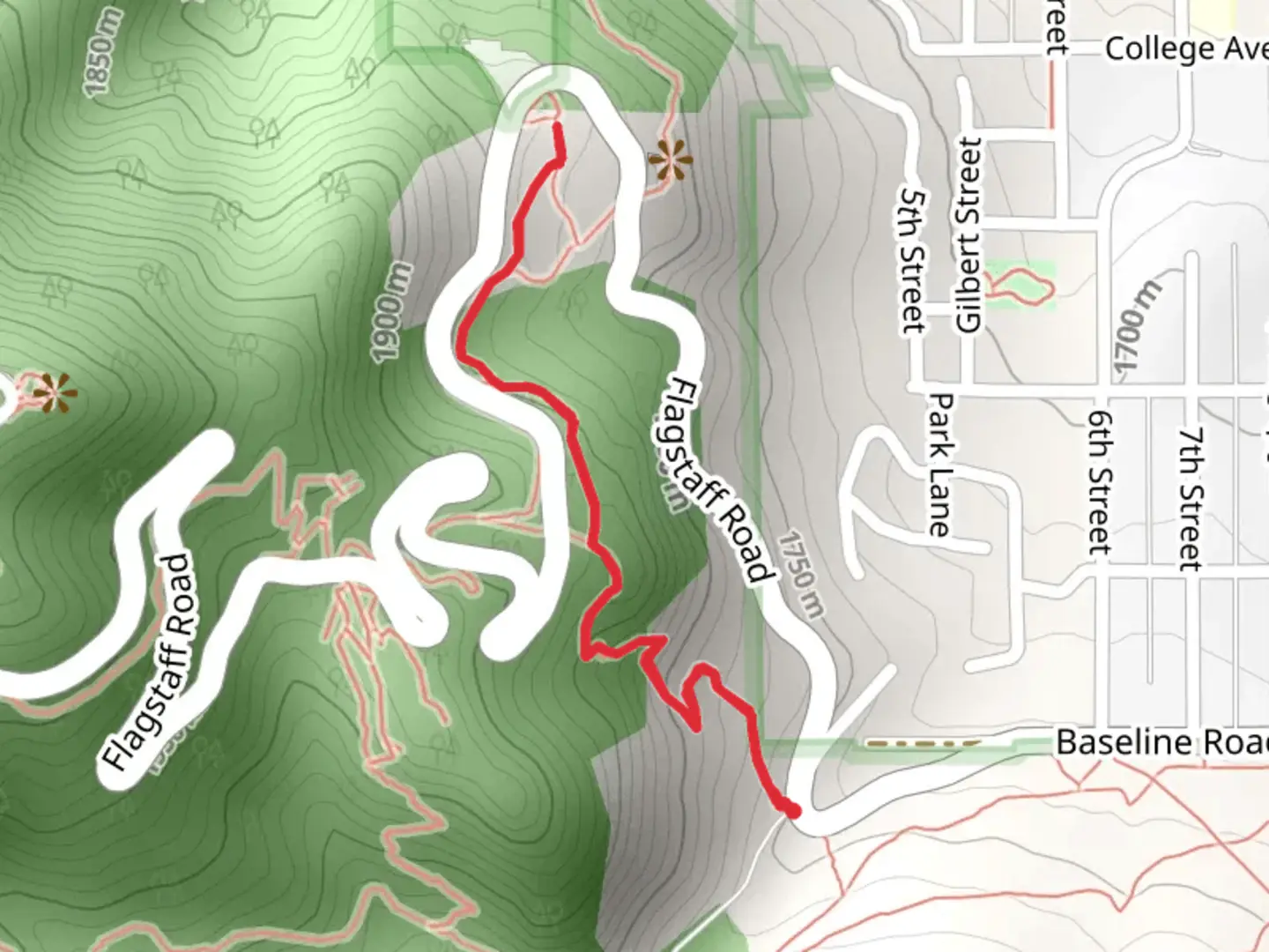 An image depicting the trail Flagstaff Trail and its surrounding area.