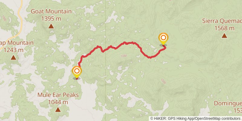 Mule Ears - Smoky Creek Trail stage 2 Map