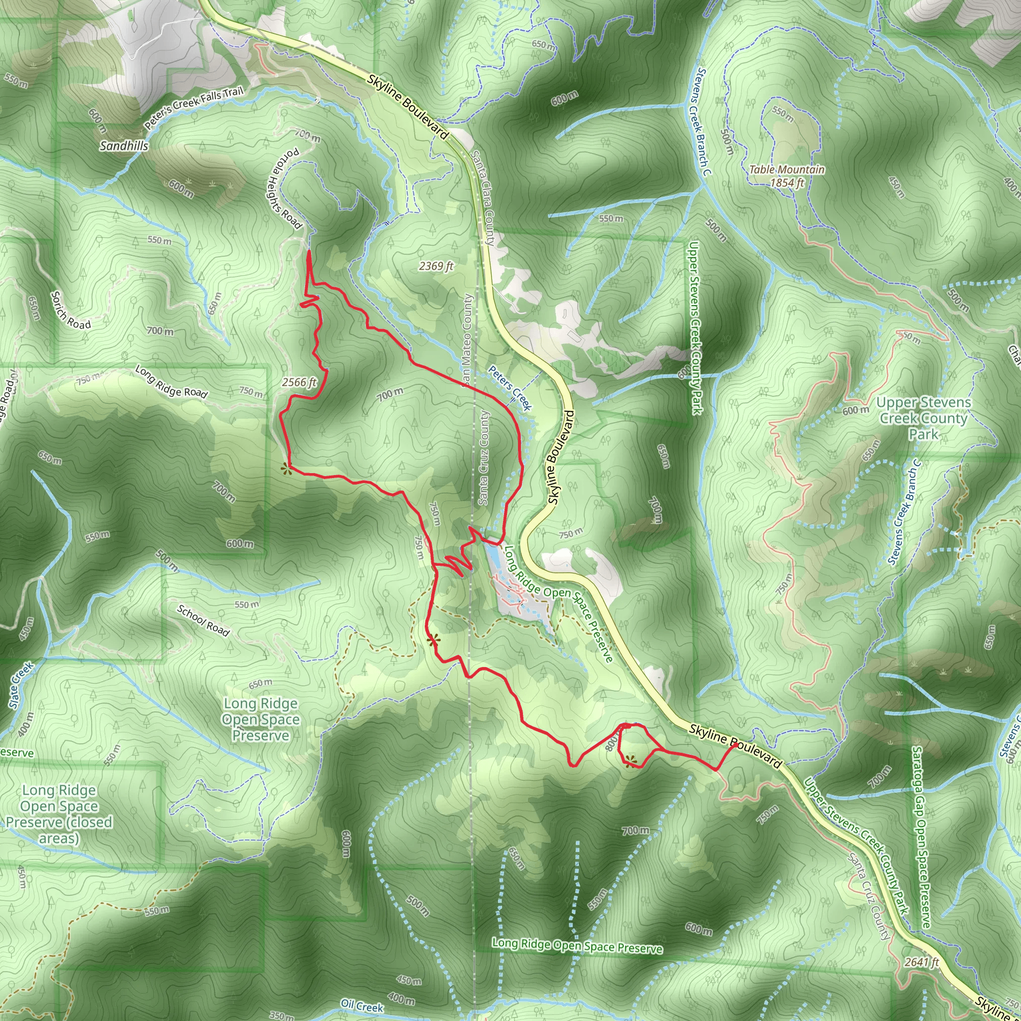 Turtle Rock via Long Ridge and Peters Creek Trail mobile static map
