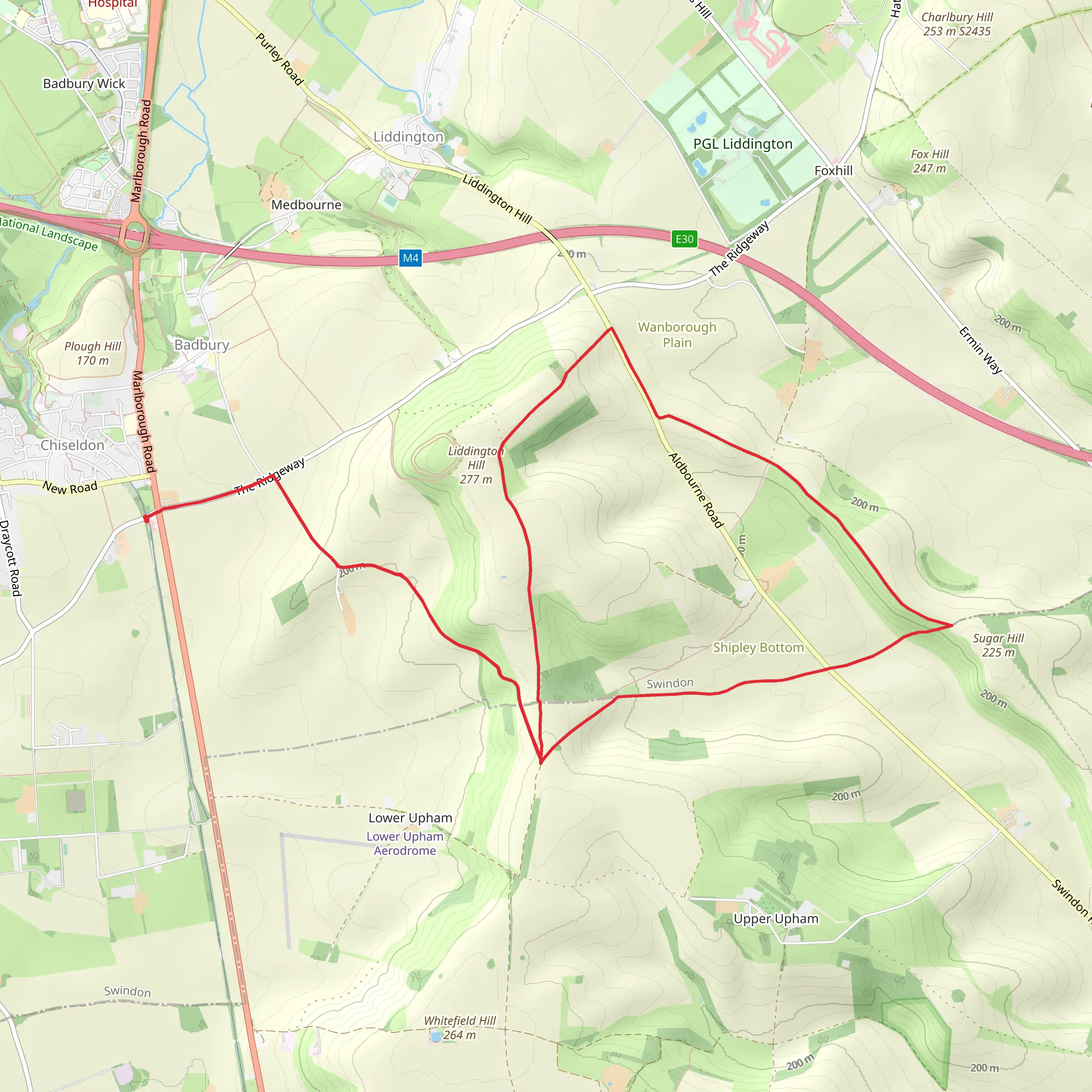 Liddington Hill Loop mobile static map