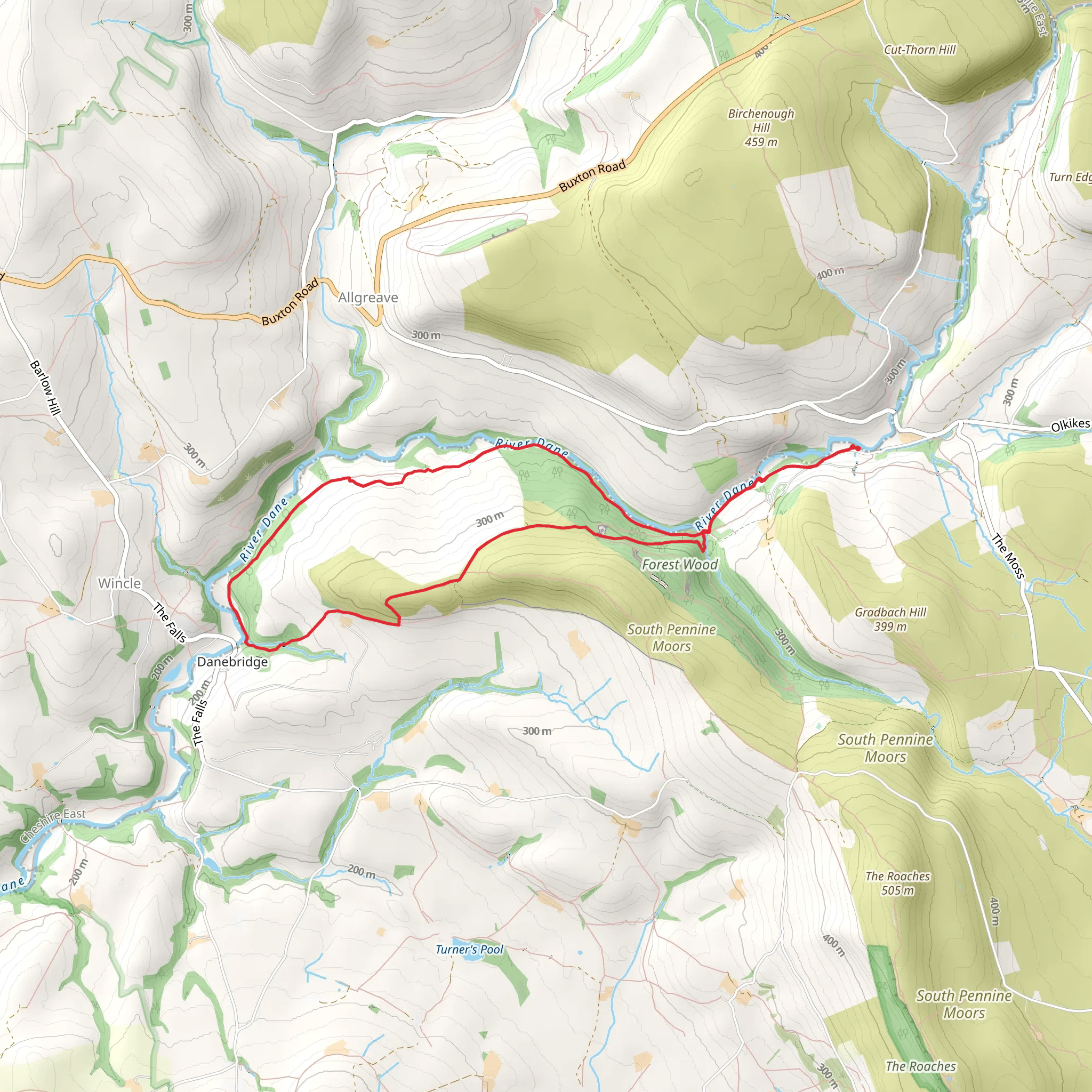 Gradbach - Danebridge - Hanging Stone and Lud's Church mobile static map