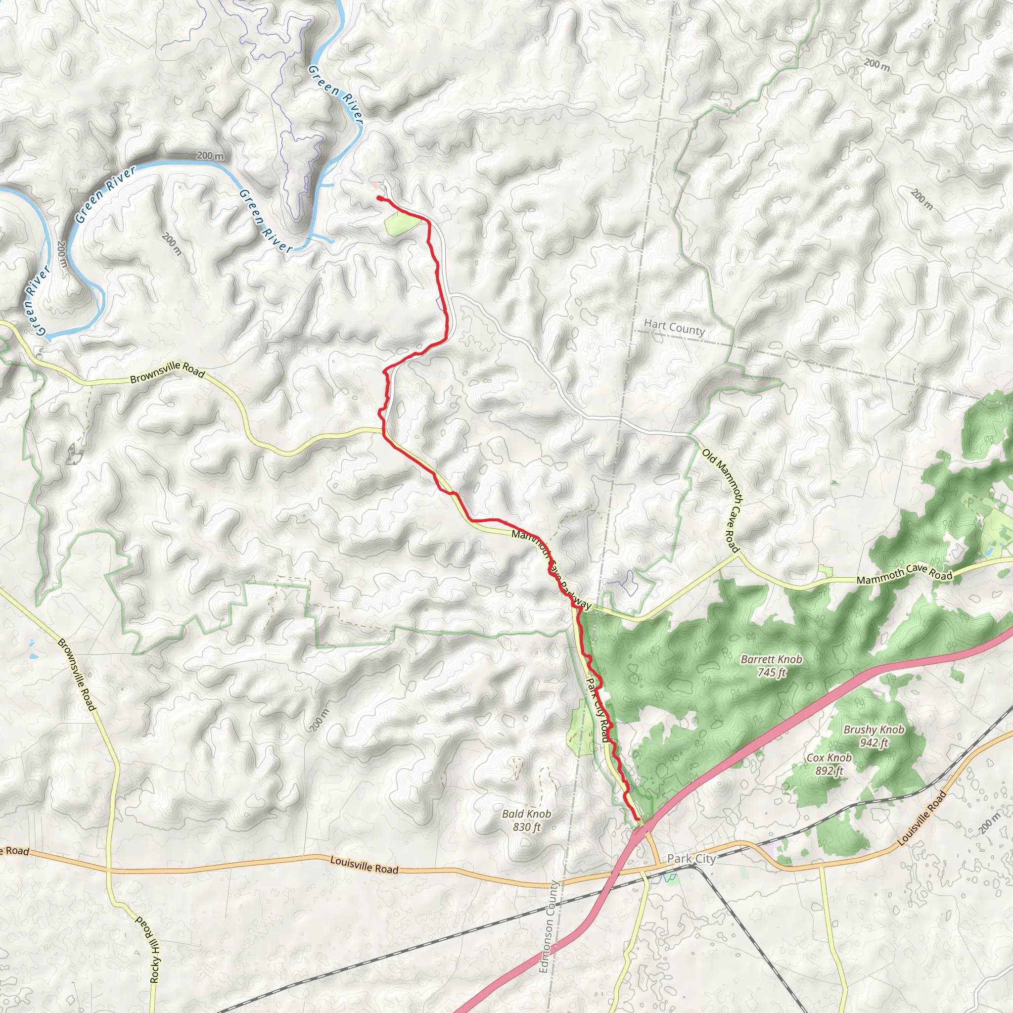 Mammoth Cave Railroad Trail mobile static map