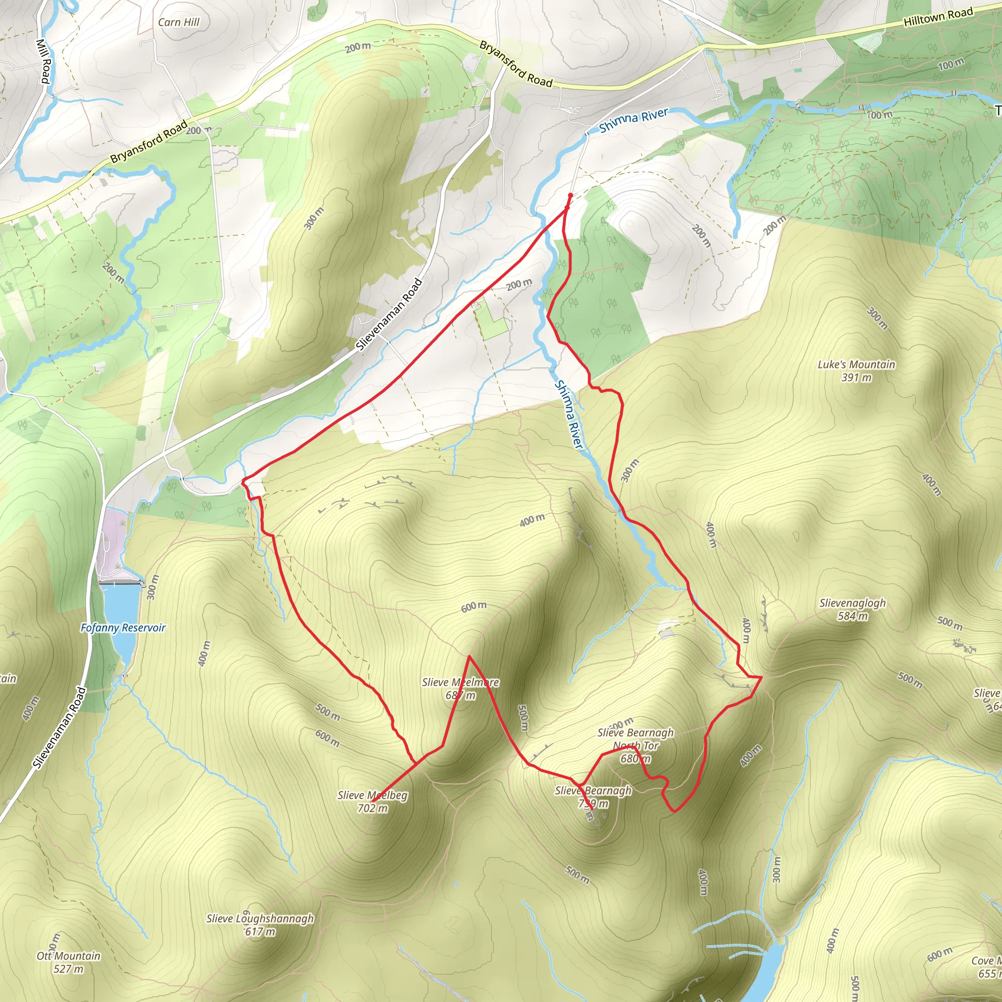 Slieve Meelbeg and Slieve Bearnagh Loop mobile static map