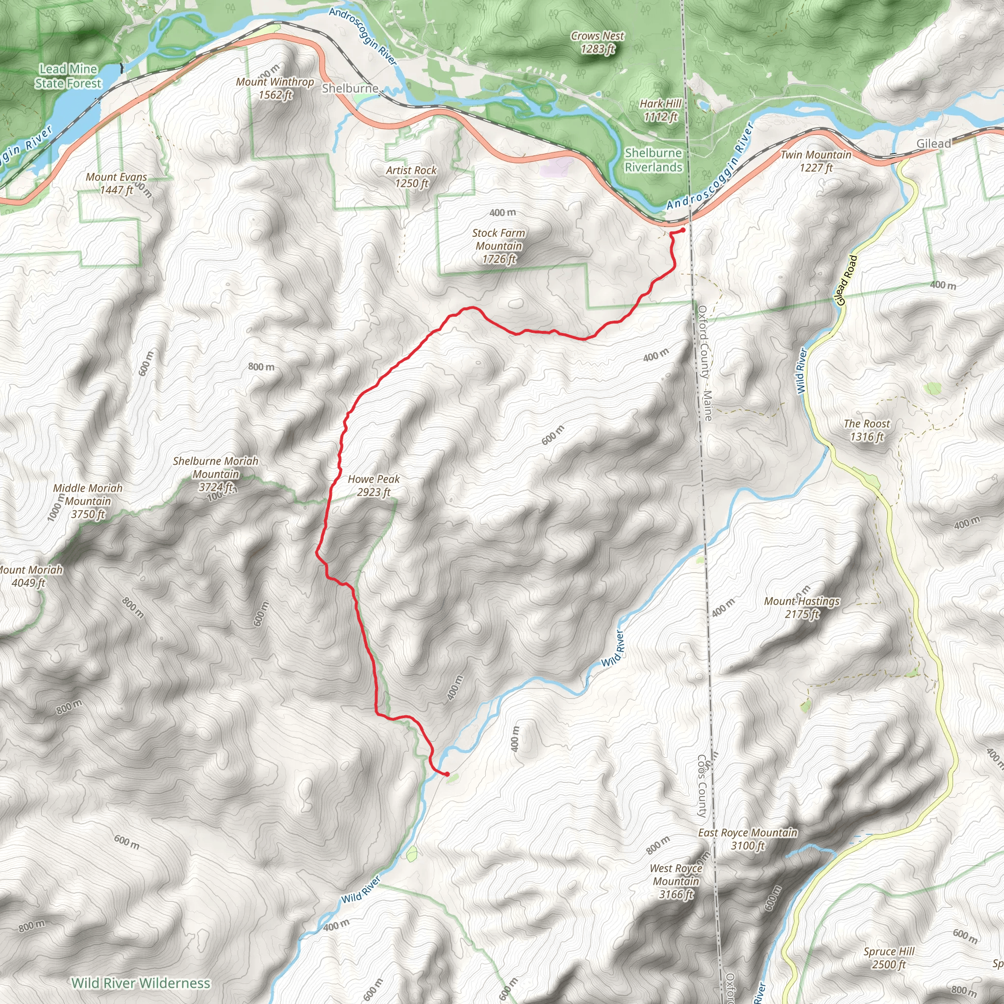 Shelburne Trail mobile static map