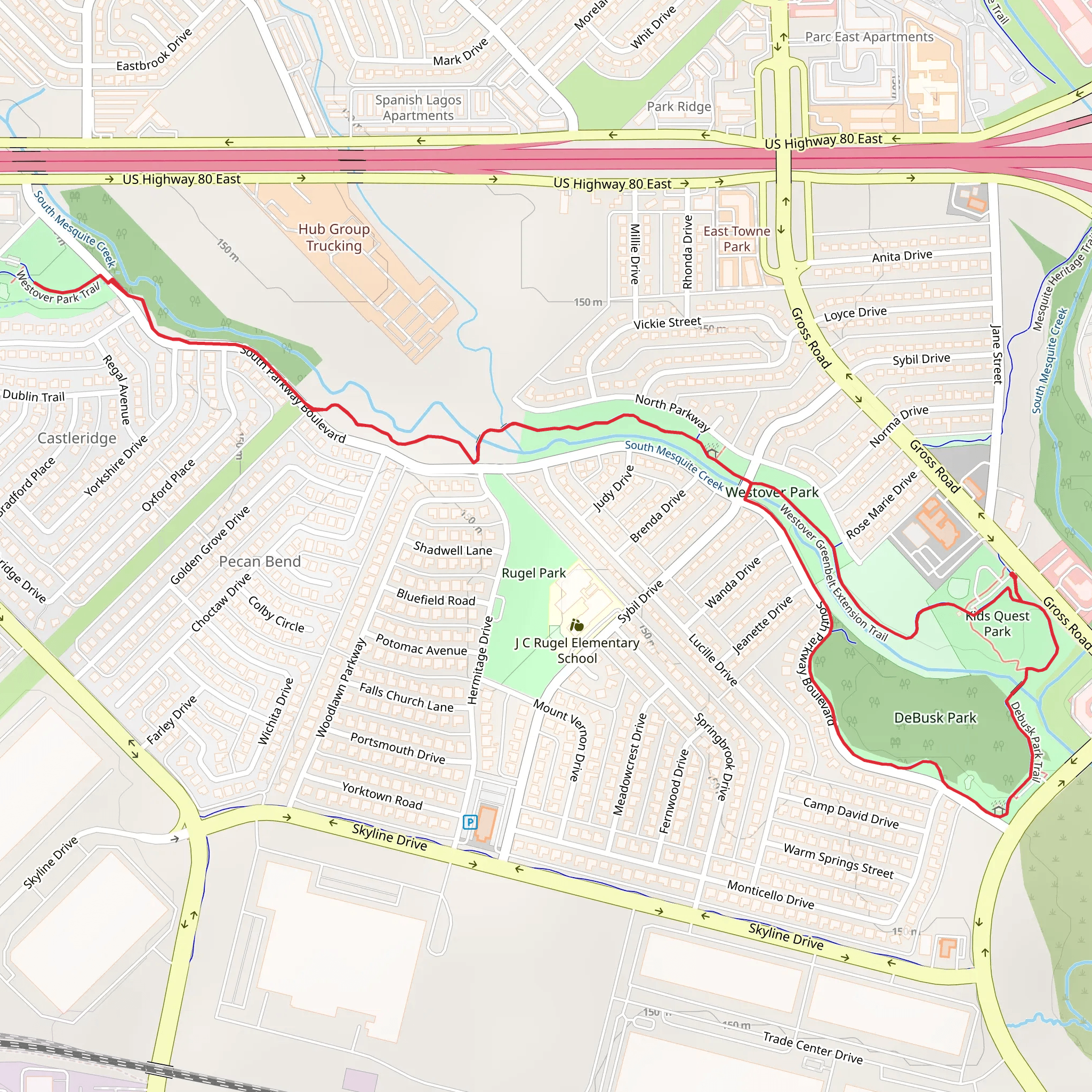 Debusk Park and Westover Greenbelt Extension Trail mobile static map