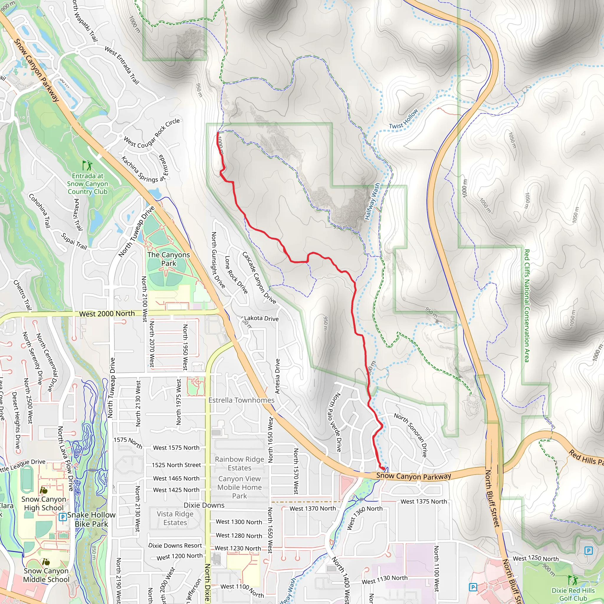 Halfway Wash Trail and Paradise Rim Trail mobile static map