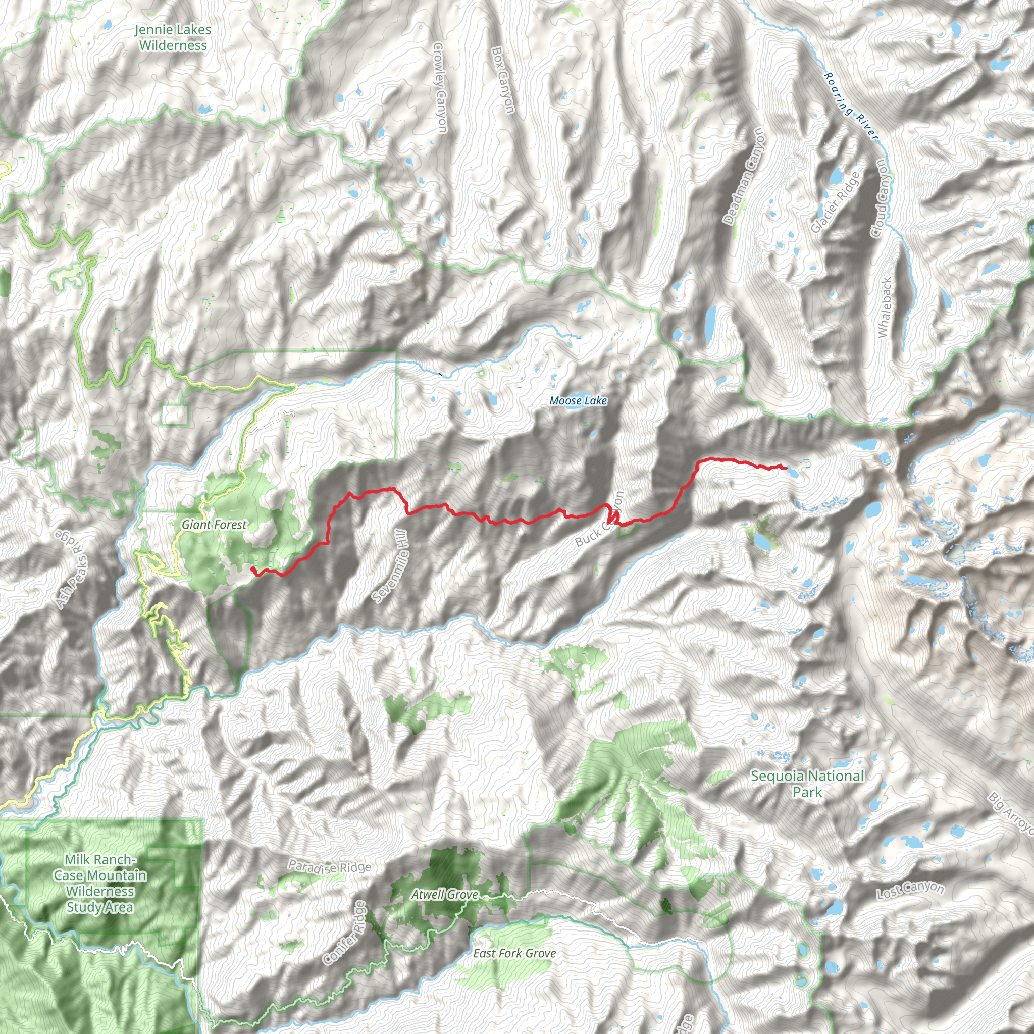 Tamarack Lake via High Sierra Trail mobile static map