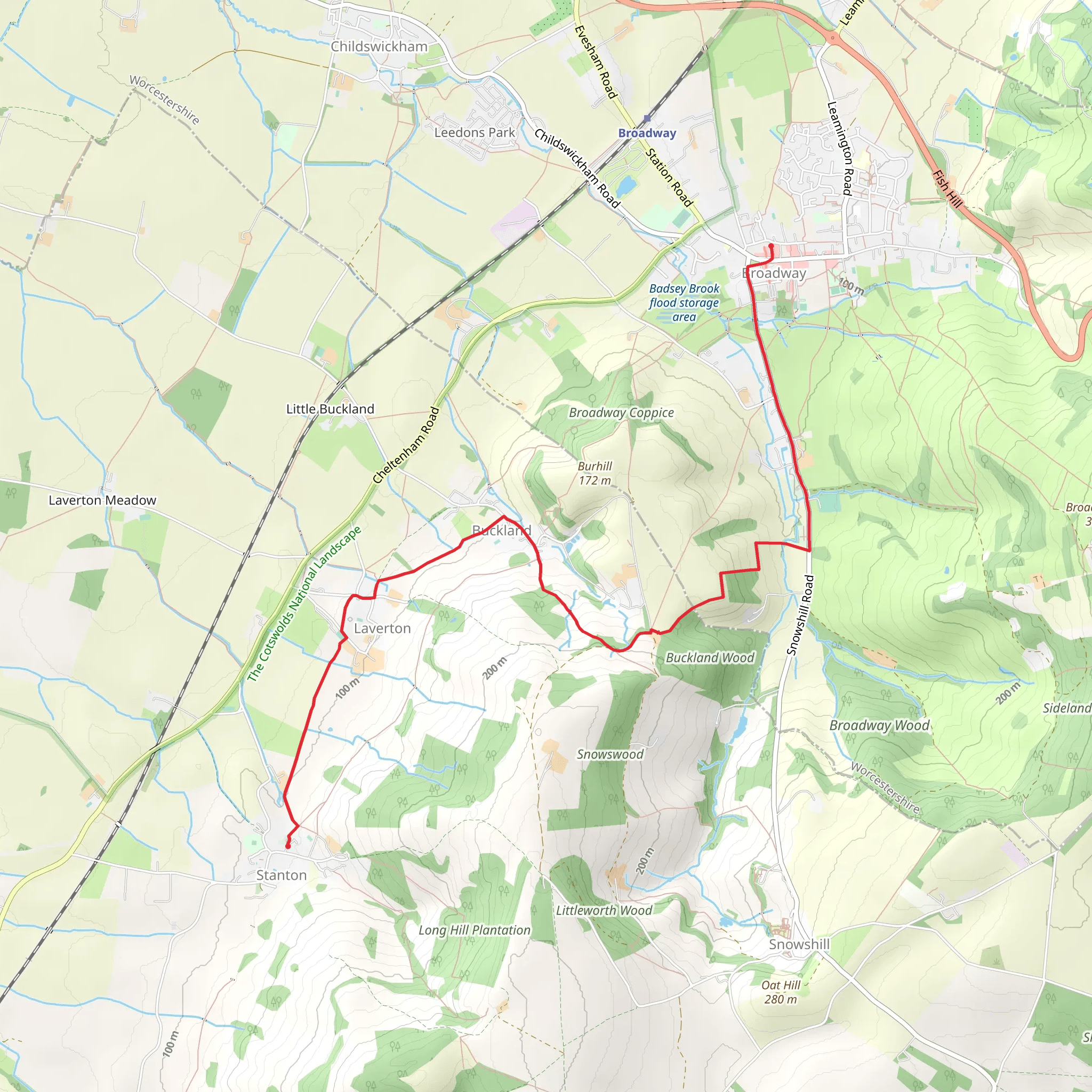 Broadway to Stanton Walk mobile static map