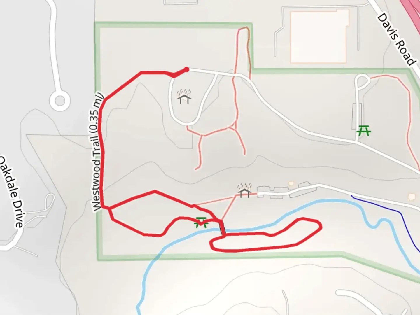 An image depicting the trail Westwood Loop Trail and its surrounding area.