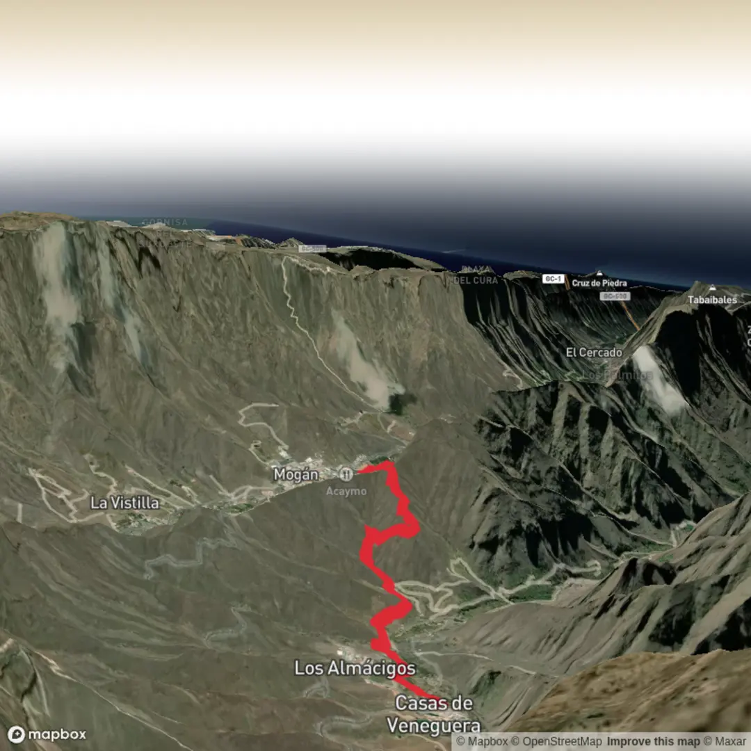 An image depicting the trail Veneguera - The Windmill Molino de Viento and its surrounding area.