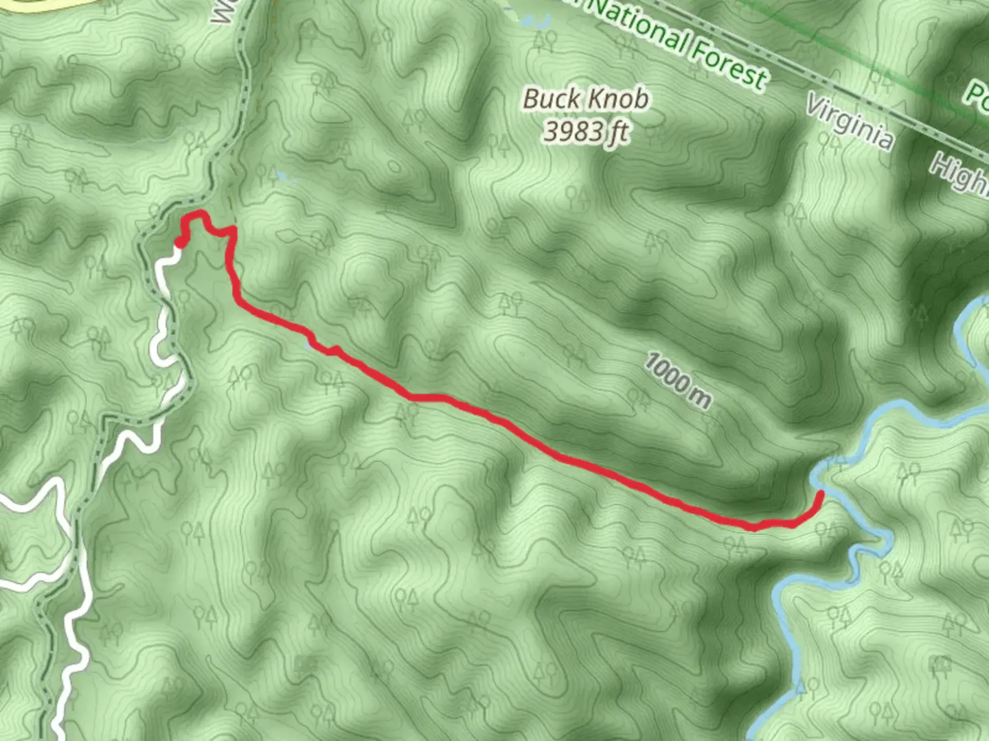 An image depicting the trail Slab Camp Run Trail and its surrounding area.
