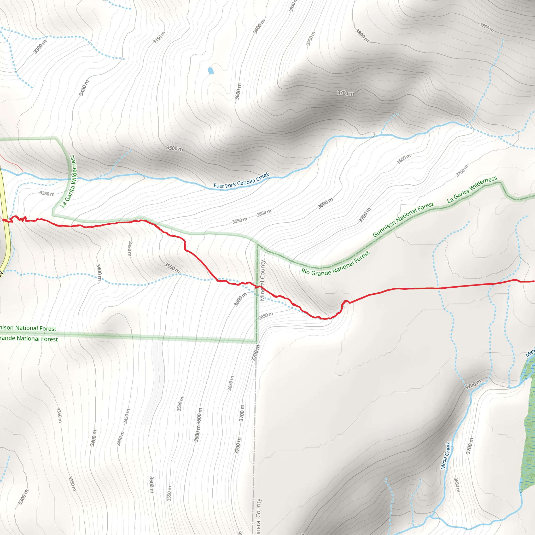 Mesa Creek via CDT mobile static map
