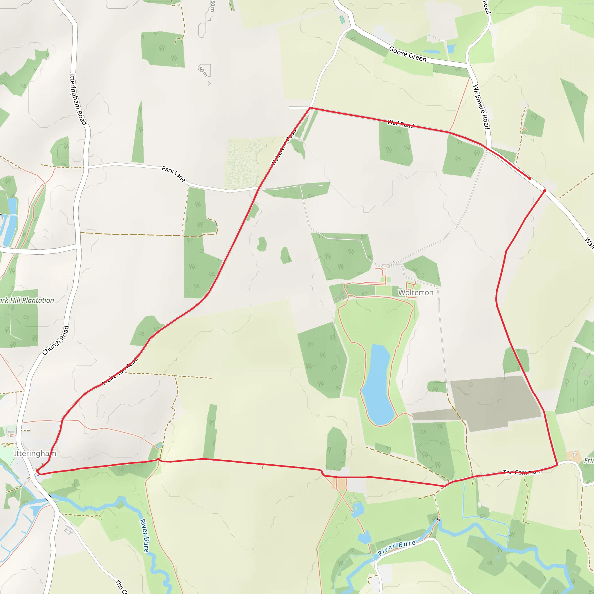 Wolterton Hall Loop mobile static map