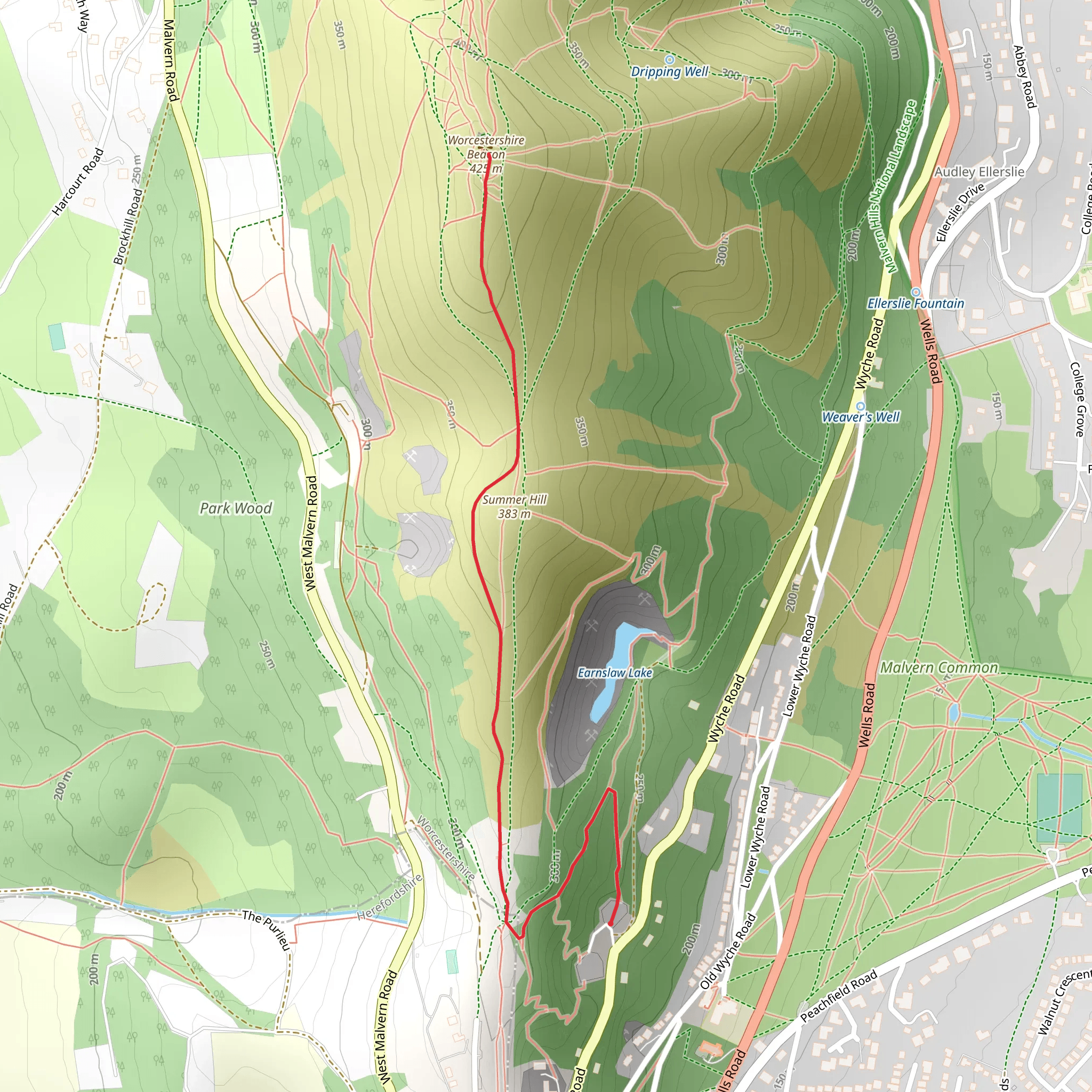 Worcestershire Beacon mobile static map