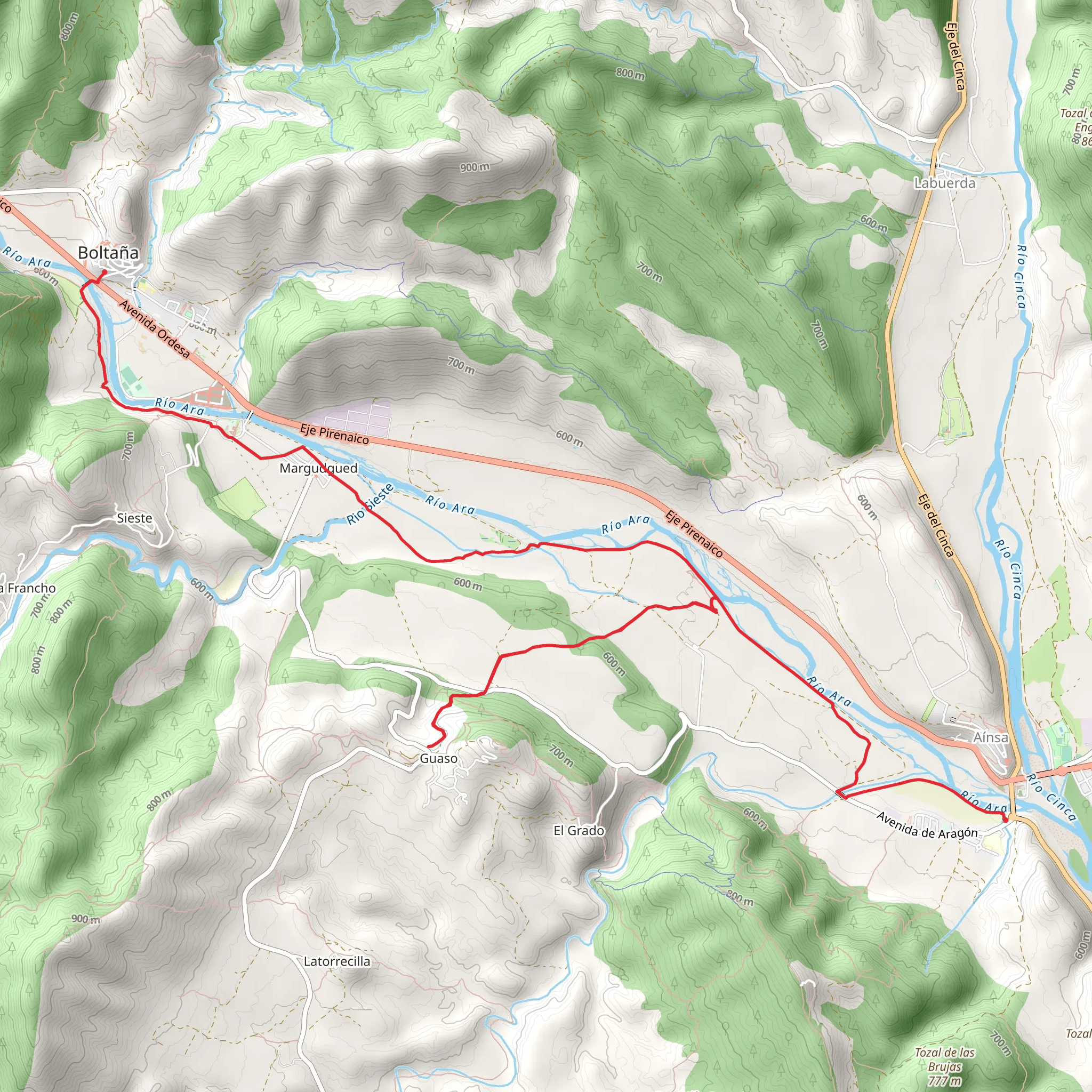 L'Ainsa - Boltaña PR HU 186 mobile static map