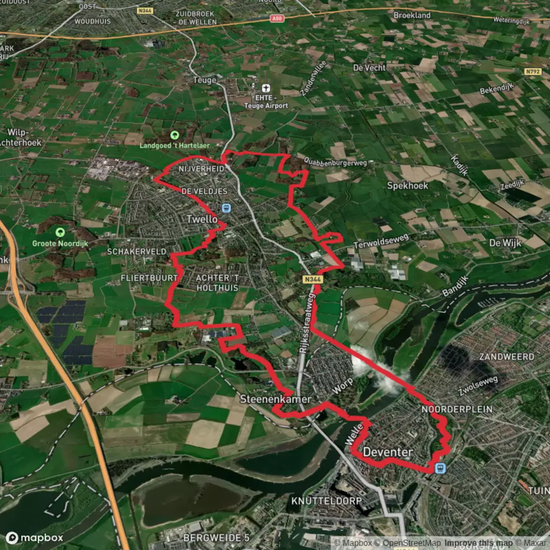 An image depicting the trail Hanzestedenpad and Fliertpad Loop and its surrounding area.