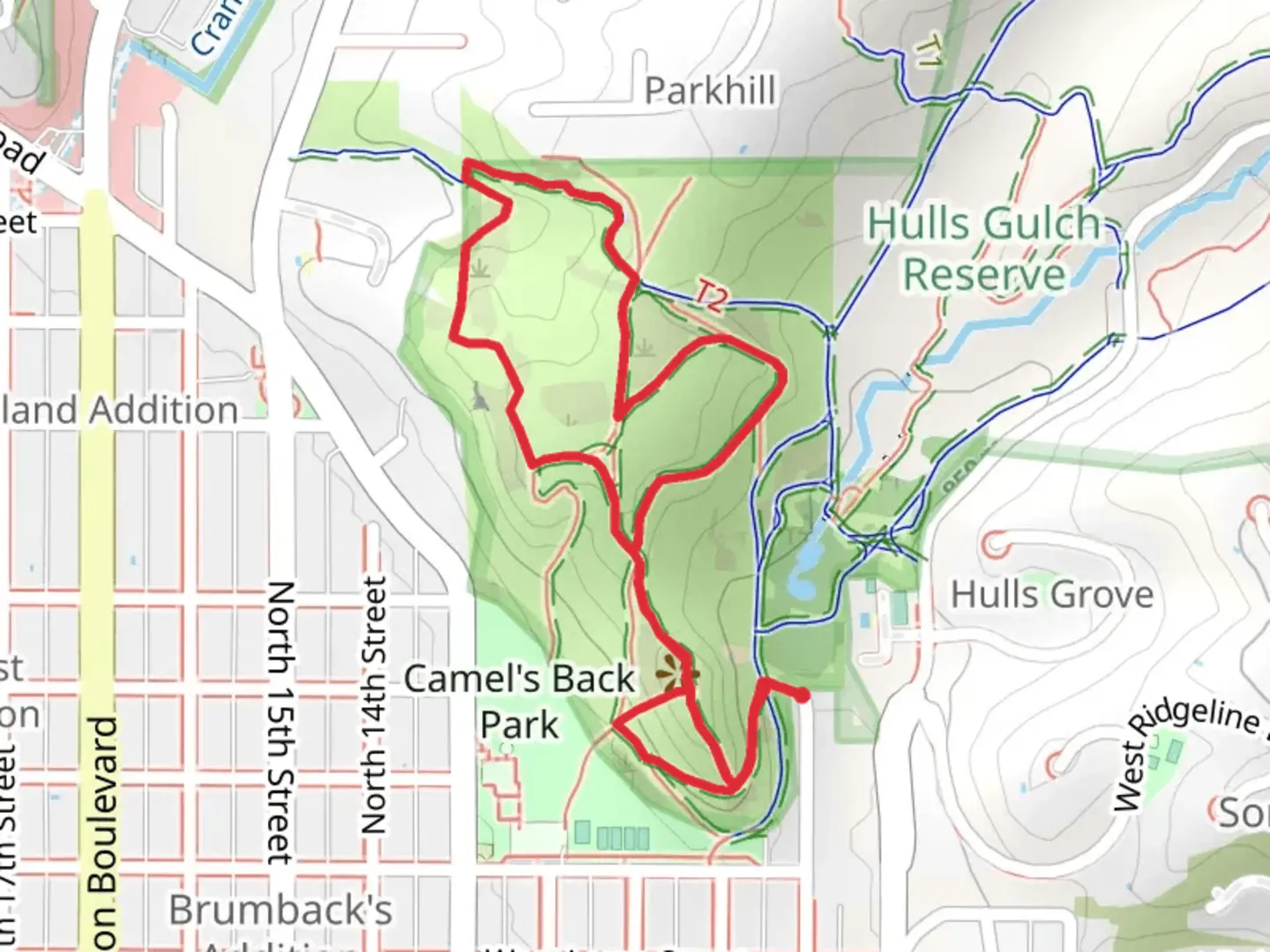 An image depicting the trail Florence’s and Camelsback Loop Trail and its surrounding area.