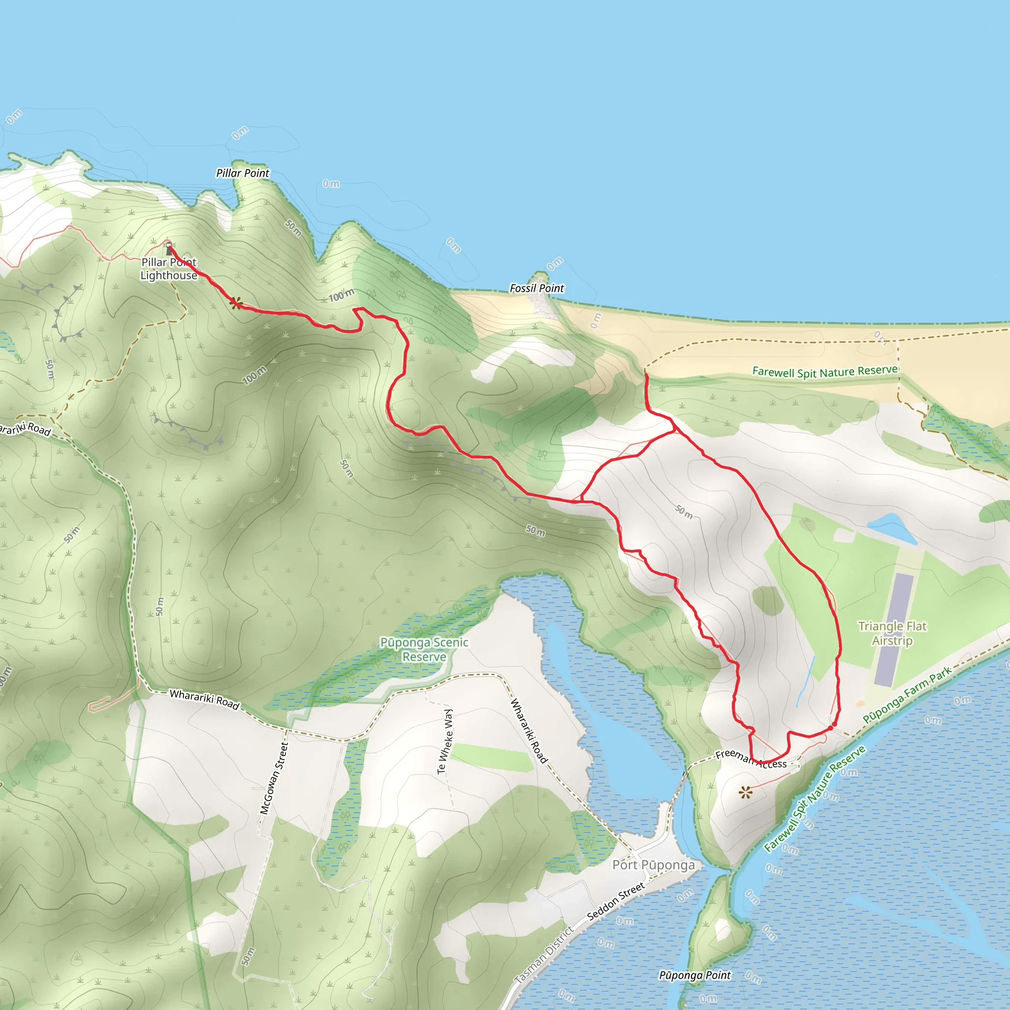 Pillar Point via Hilltop Walk and Fossil Point Track mobile static map