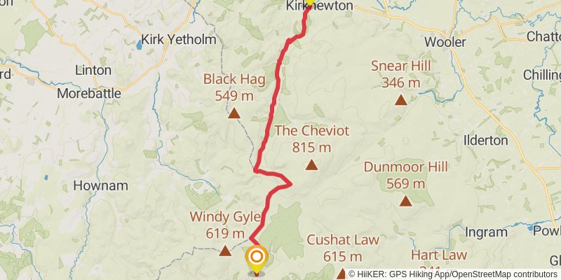 Ravenglass to Berwick - upon - Tweed Walk stage 16 Map