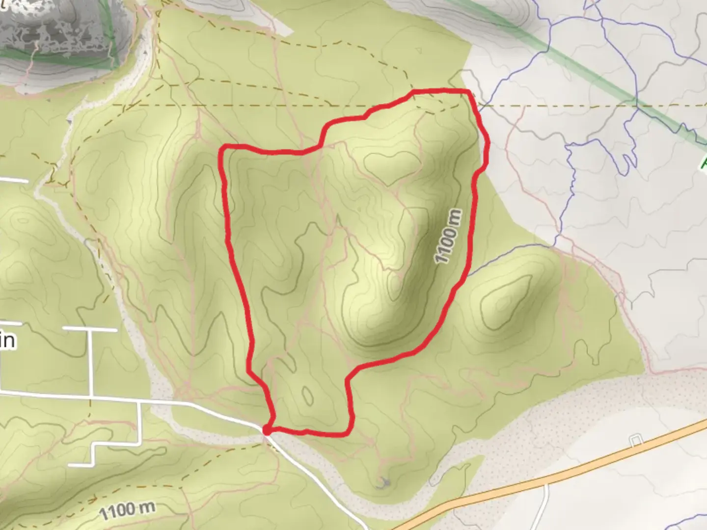 An image depicting the trail Gene's Trail and East Calico Loop and its surrounding area.