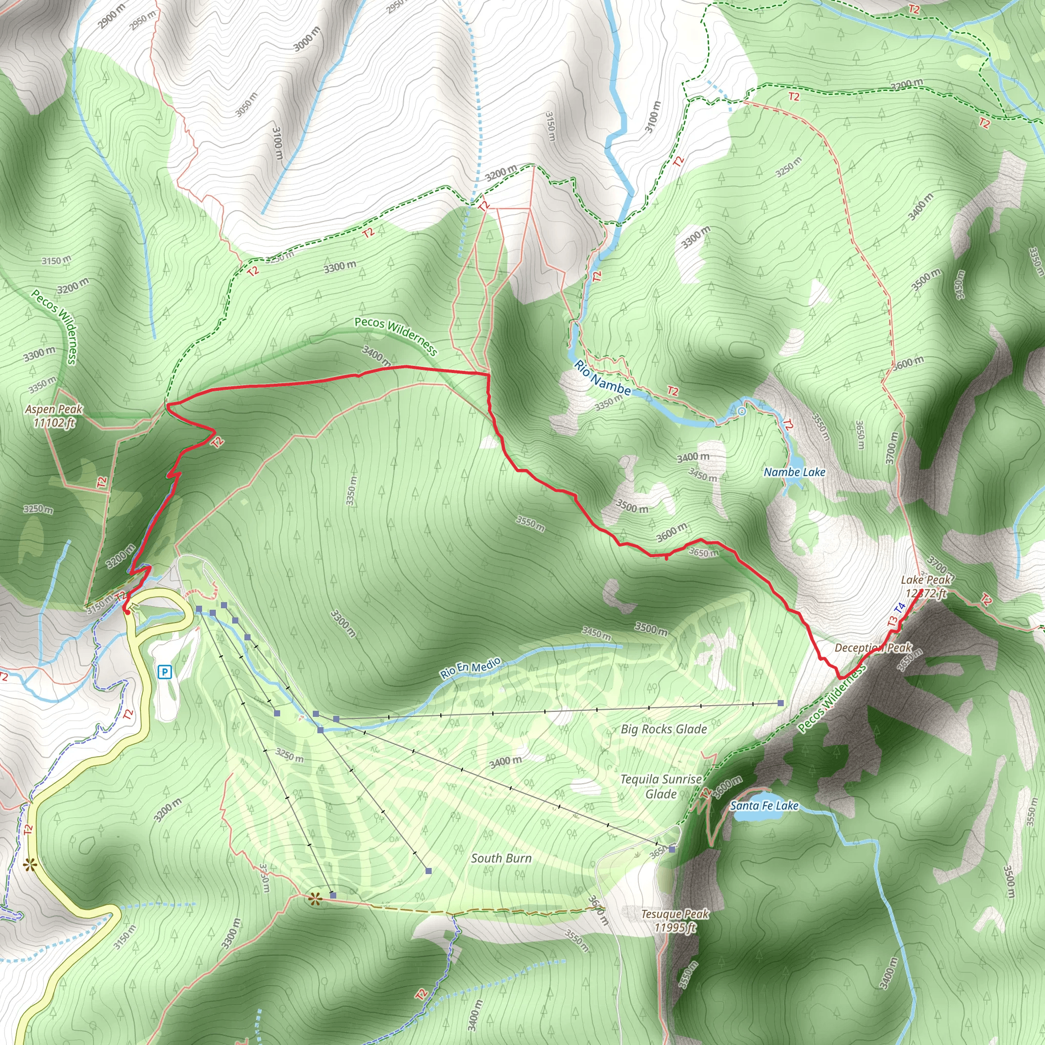Lake Peak, Deception Peak via Ravens Ridge and Winsor Trail mobile static map