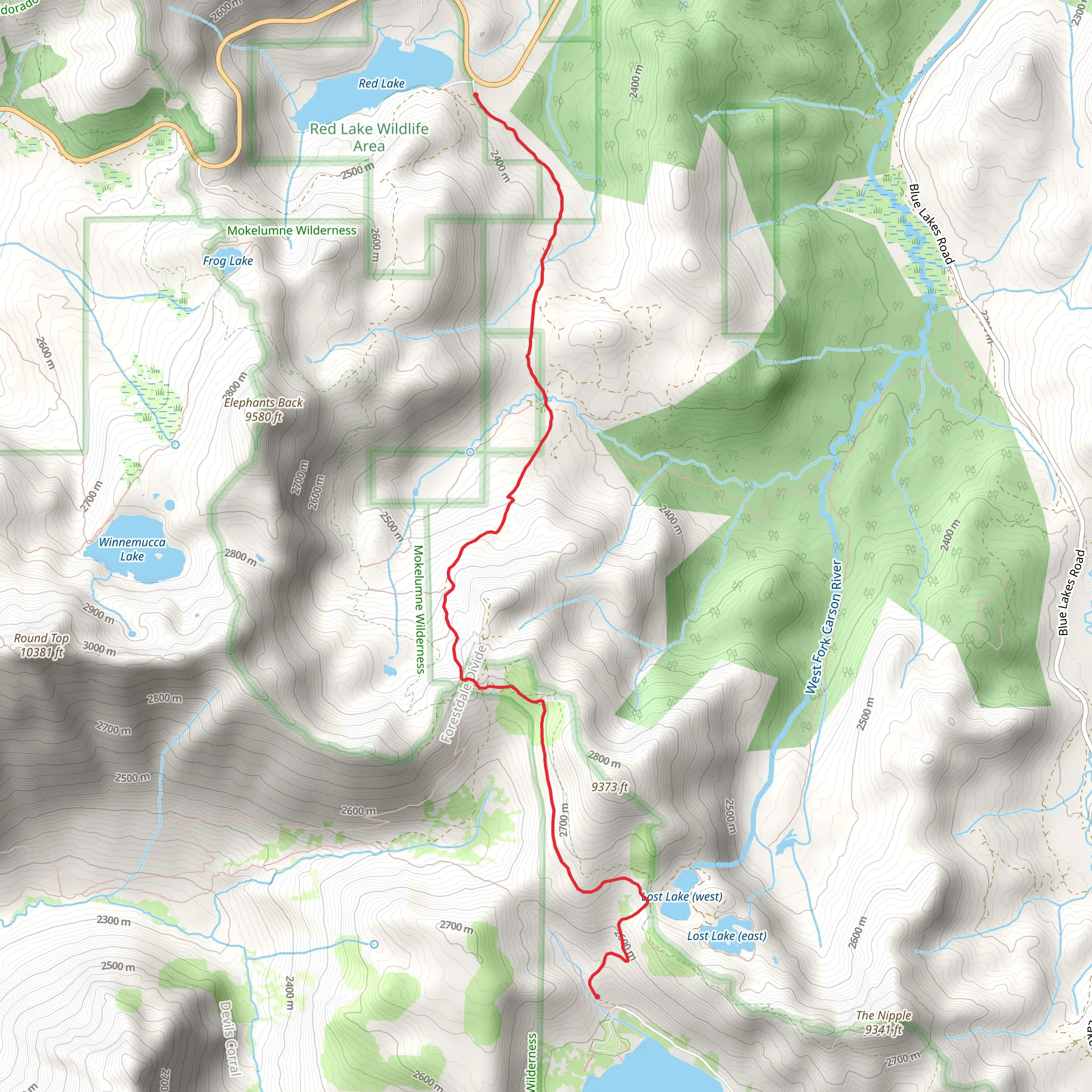Lost Lake West via Forestdale Road mobile static map