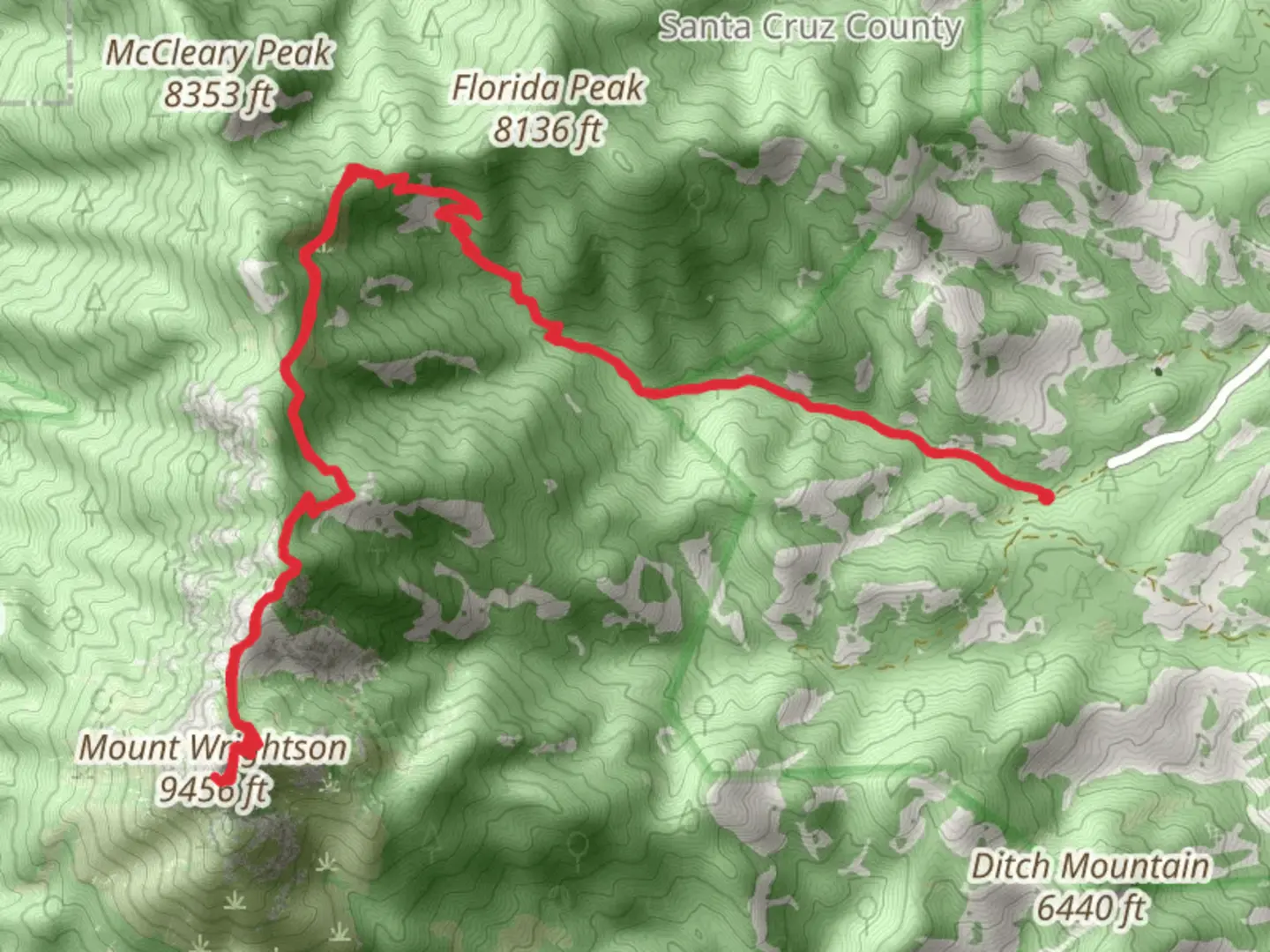 An image depicting the trail Mount Wrightson and its surrounding area.
