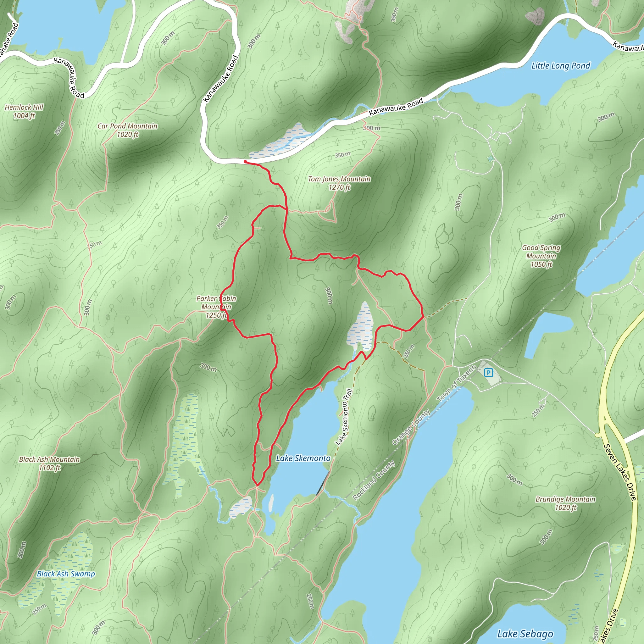 Lake Skemonto and Parker Cabin Mountain Loop Trail mobile static map