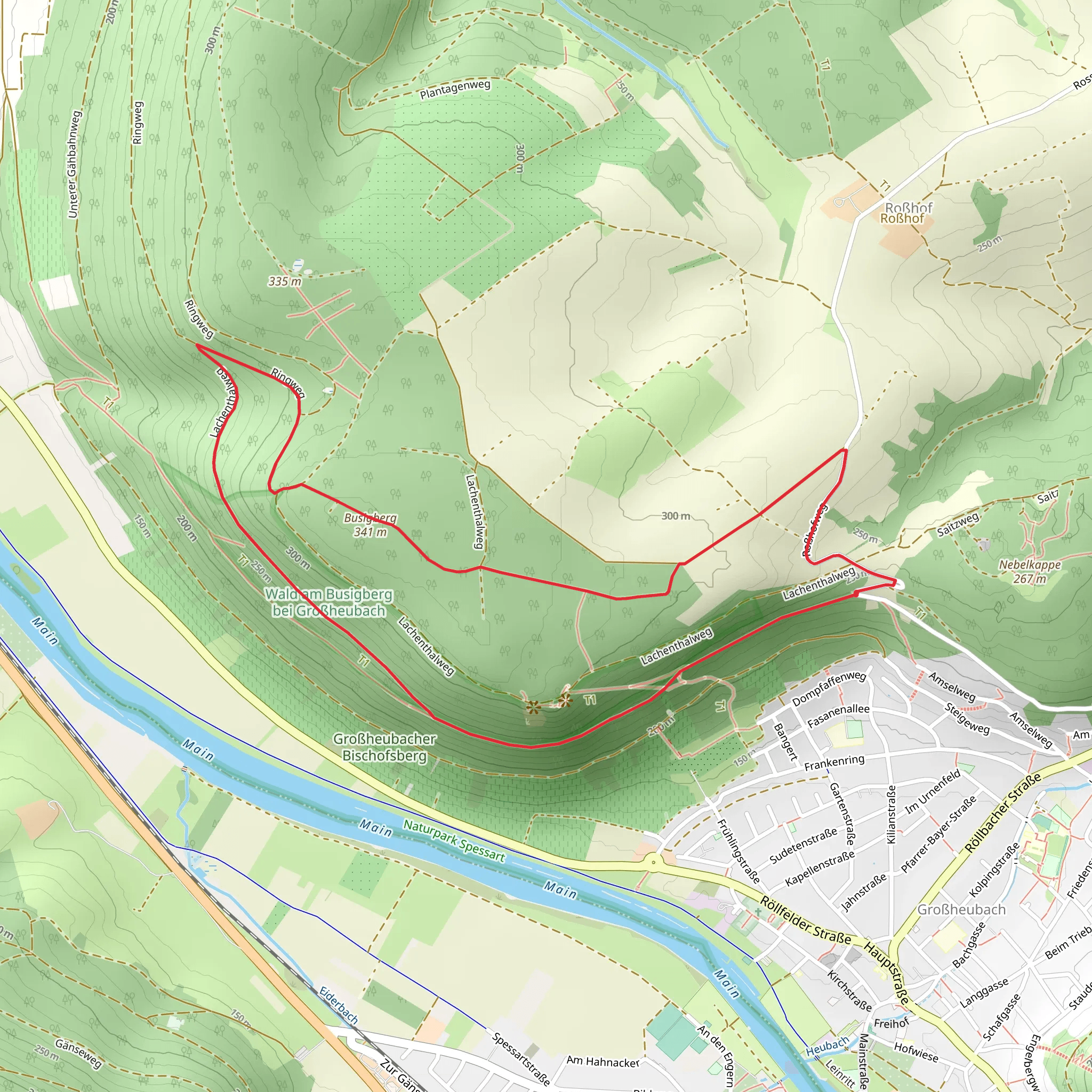 Grossheubach Rundwanderweg 9 mobile static map
