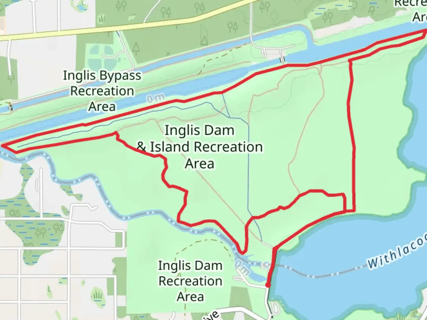 An image depicting the trail Inglis Island Recreation Area Loop and its surrounding area.