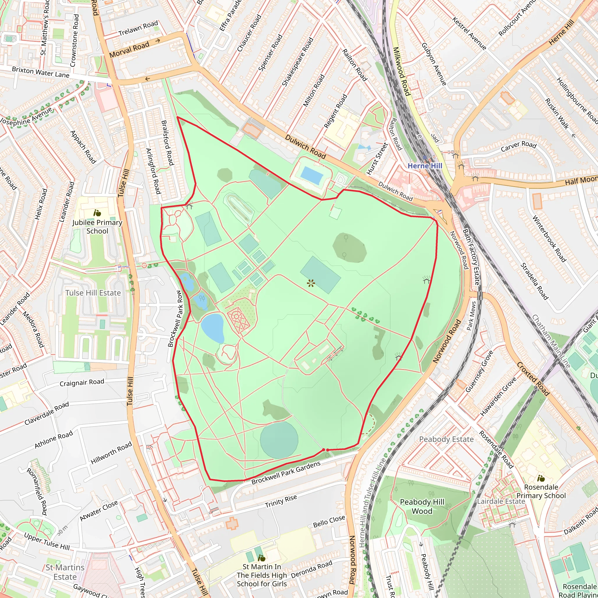 Brockwell Park Loop mobile static map