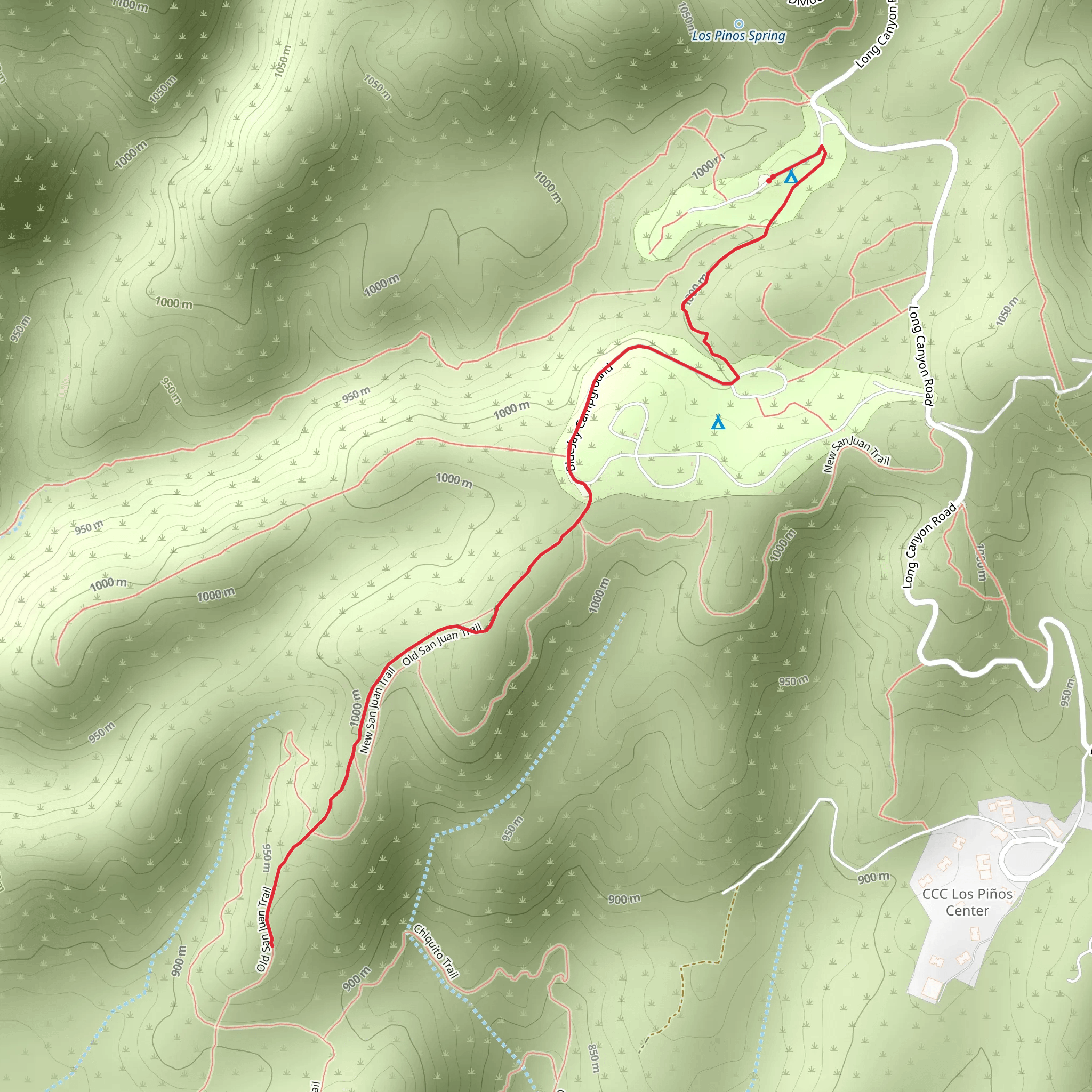 Blue Jay Campground and San Juan Trail mobile static map