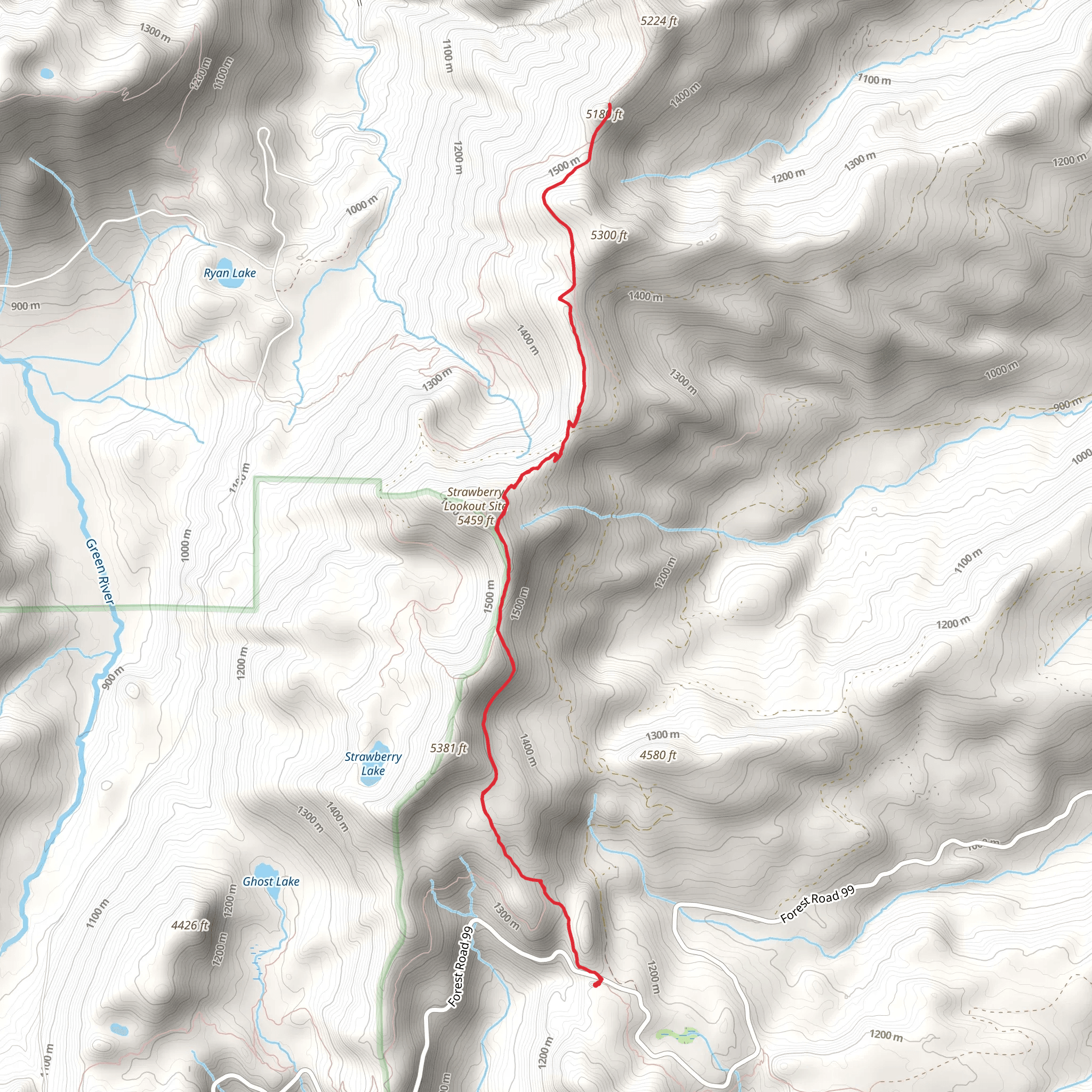 Strawberry Mountain Ridge via Boundary Trail mobile static map